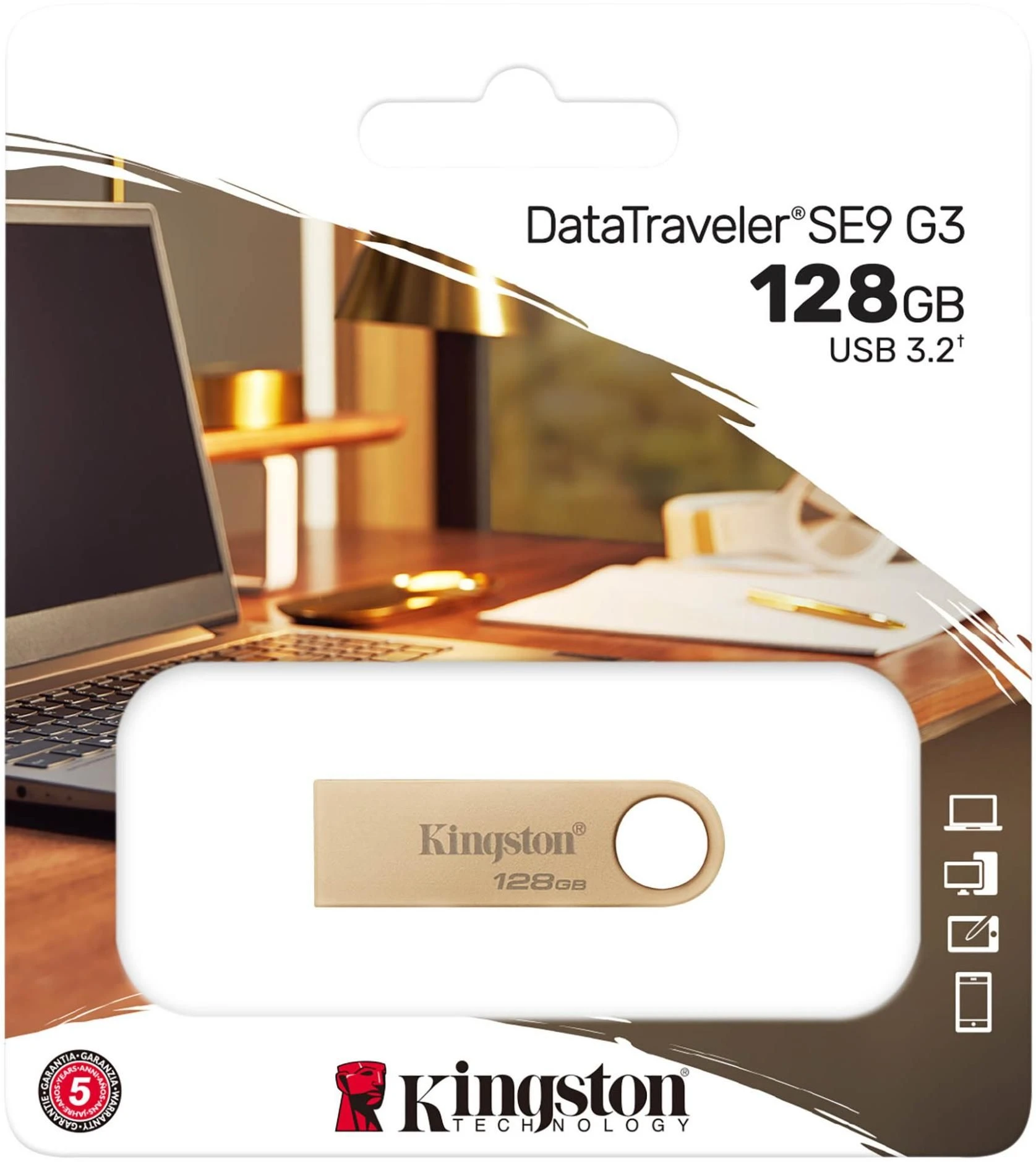 Kingston 128GB USB 3.2 Type-A Gen1 DT SE9 G3 (DTSE9G3/128GB) (UA) Интерфейс подключения USB 3.2 /Gen 1
