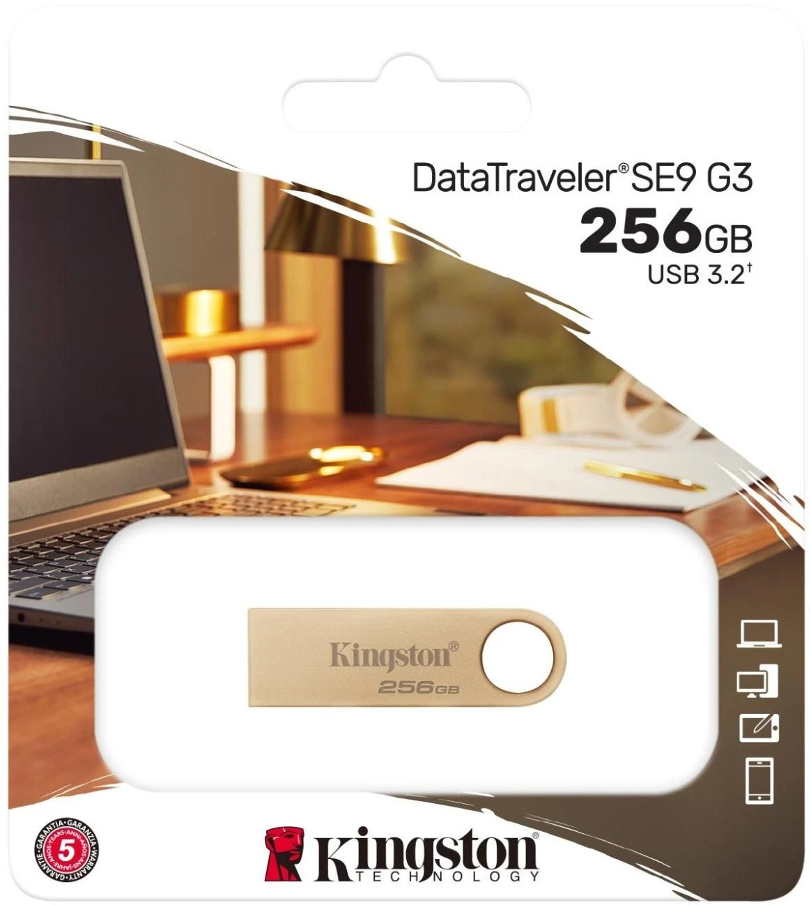 Kingston 256GB USB 3.2 Type-A Gen1 DT SE9 G3 (DTSE9G3/256GB) Інтерфейс підключення: USB 3.2 / Gen 1;