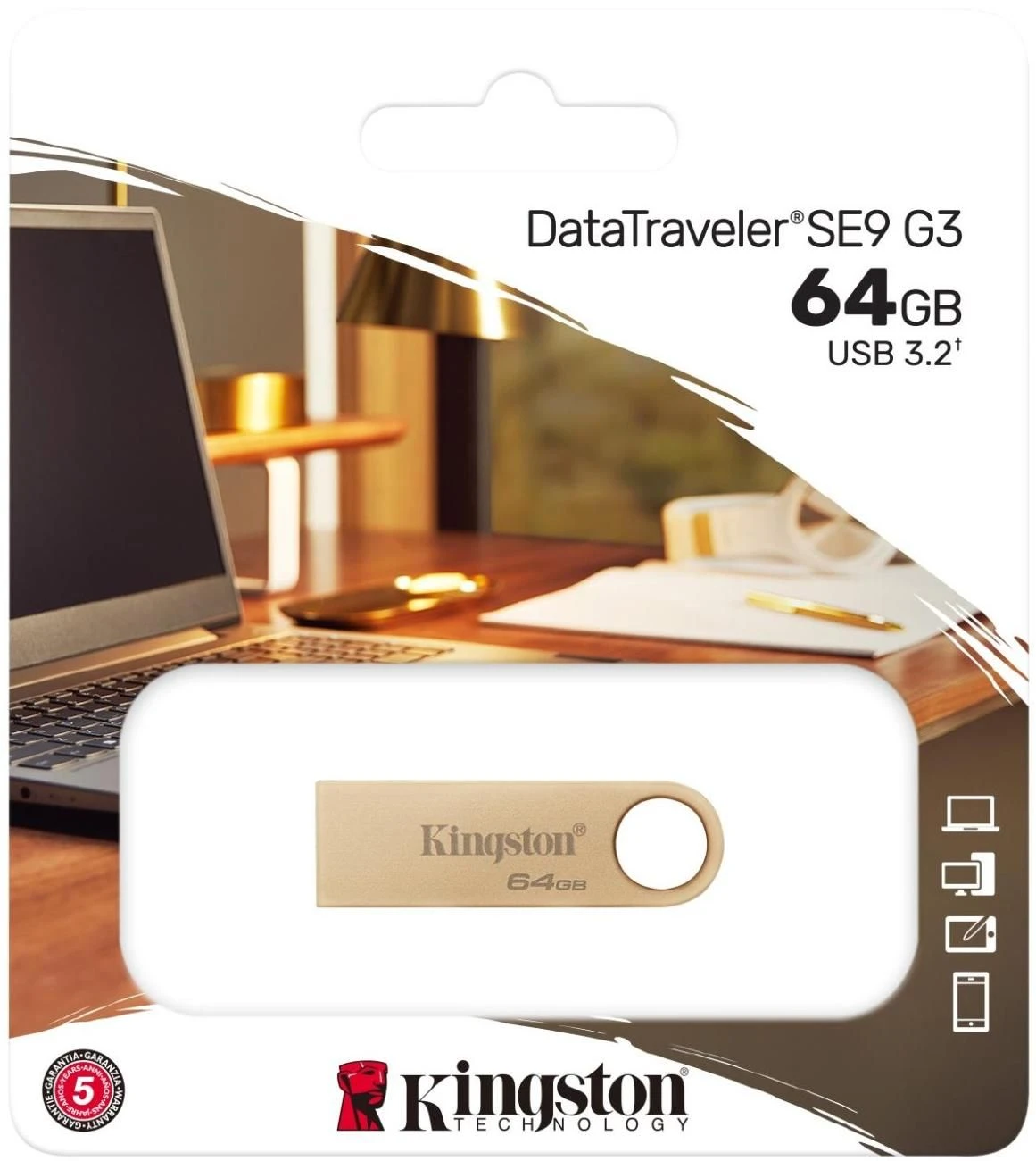 Kingston 64GB USB 3.2 Type-A Gen1 DT SE9 G3 (DTSE9G3/64GB) (UA) Интерфейс подключения: USB 3.2 / Gen 1;