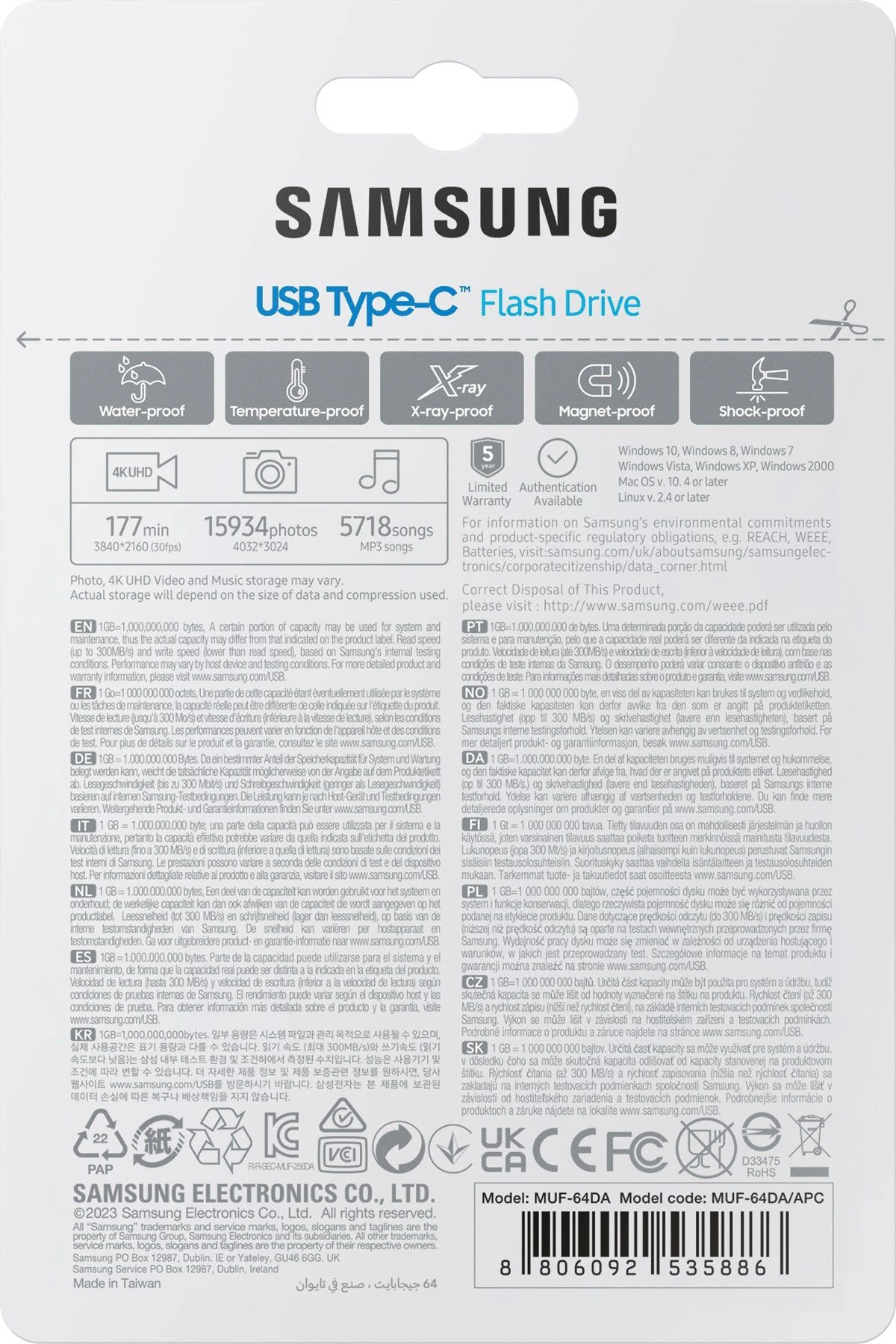 Samsung 64GB USB 3.2 Type-C (MUF-64DA/APC) Інтерфейс підключення: USB Type-C / 3.2