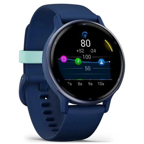 Garmin vivoactive 5 Металевий Navy Aluminum Bezel with Navy Case and Silicone Band (010-02862-12/52) iOS є