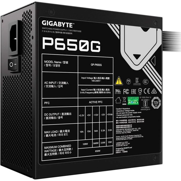 GIGABYTE P650G 650W (GP-P650G) (UA) Бренд: GIGABYTE; Форм-фактор БП: ATX;