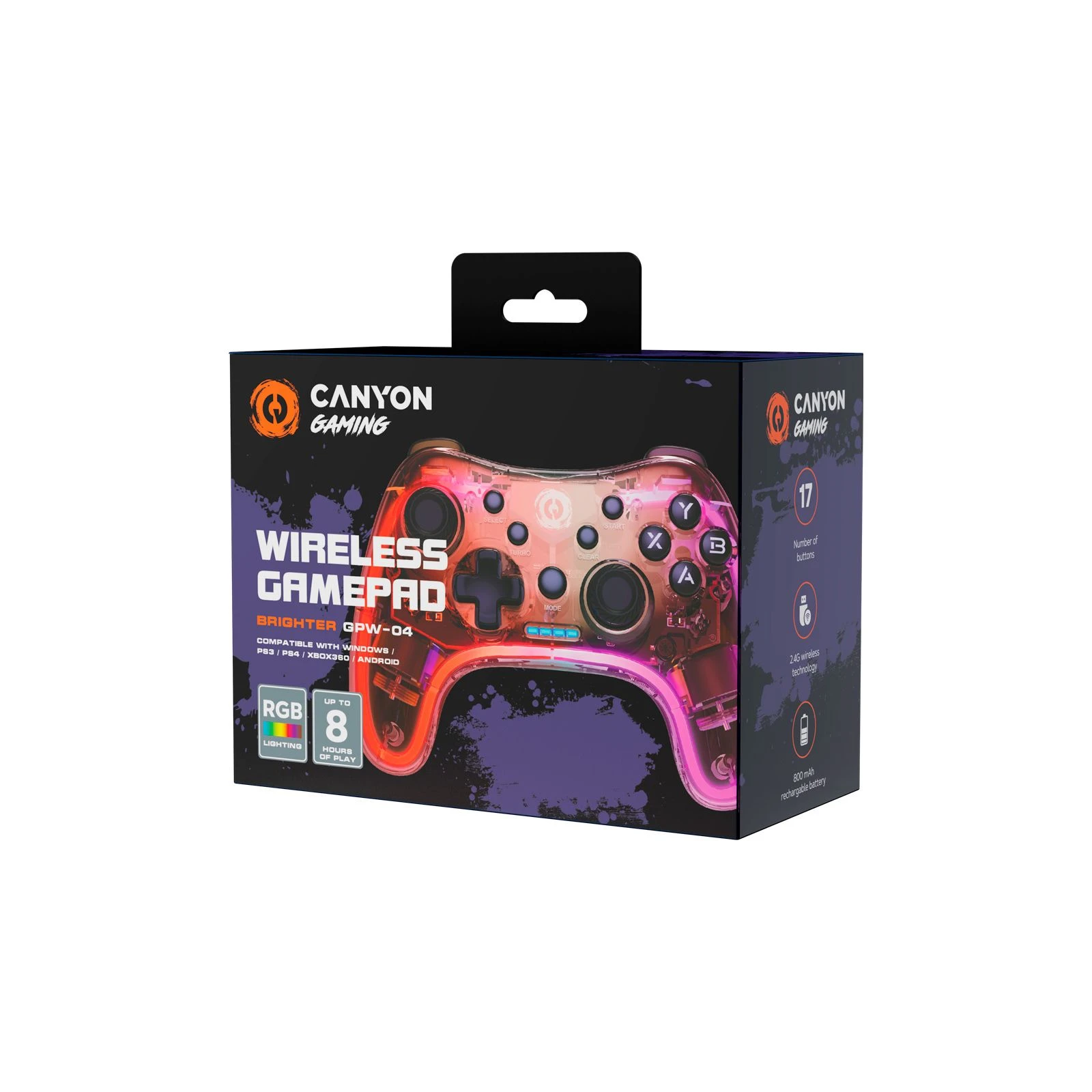 Геймпад Canyon Brighter GPW-04 Wireless RGB 5in1 PS4/Xbox360 Crystal (CND-GPW04) (UA) Платформа: PC, Microsoft Xbox 360, Sony