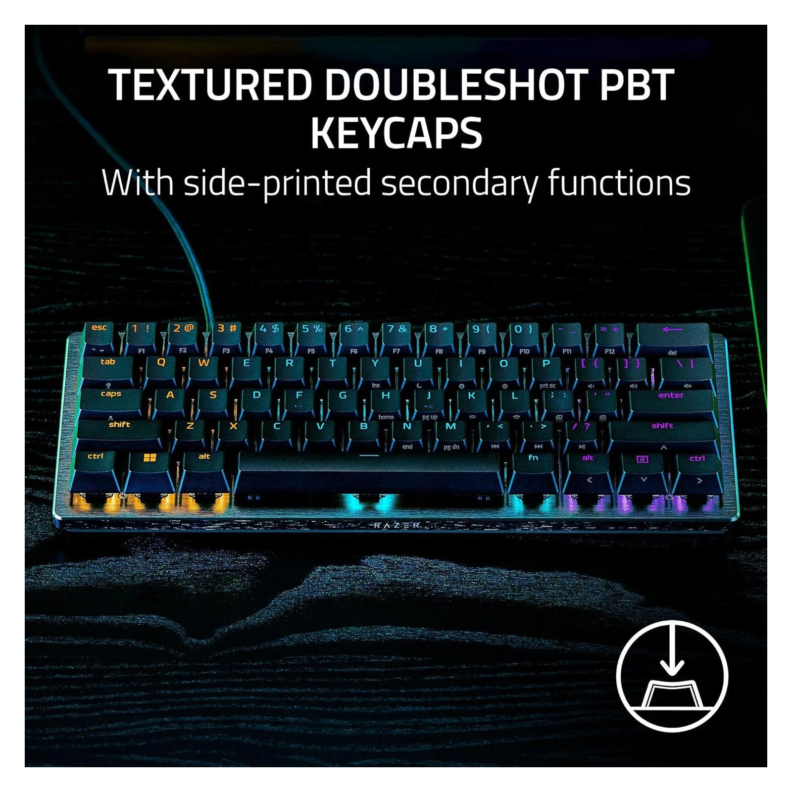 Razer Huntsman V3 Pro Mini USB UA Black (RZ03-04990100-R3M1) (UA) Тип: з підсвічуванням, ігрова;