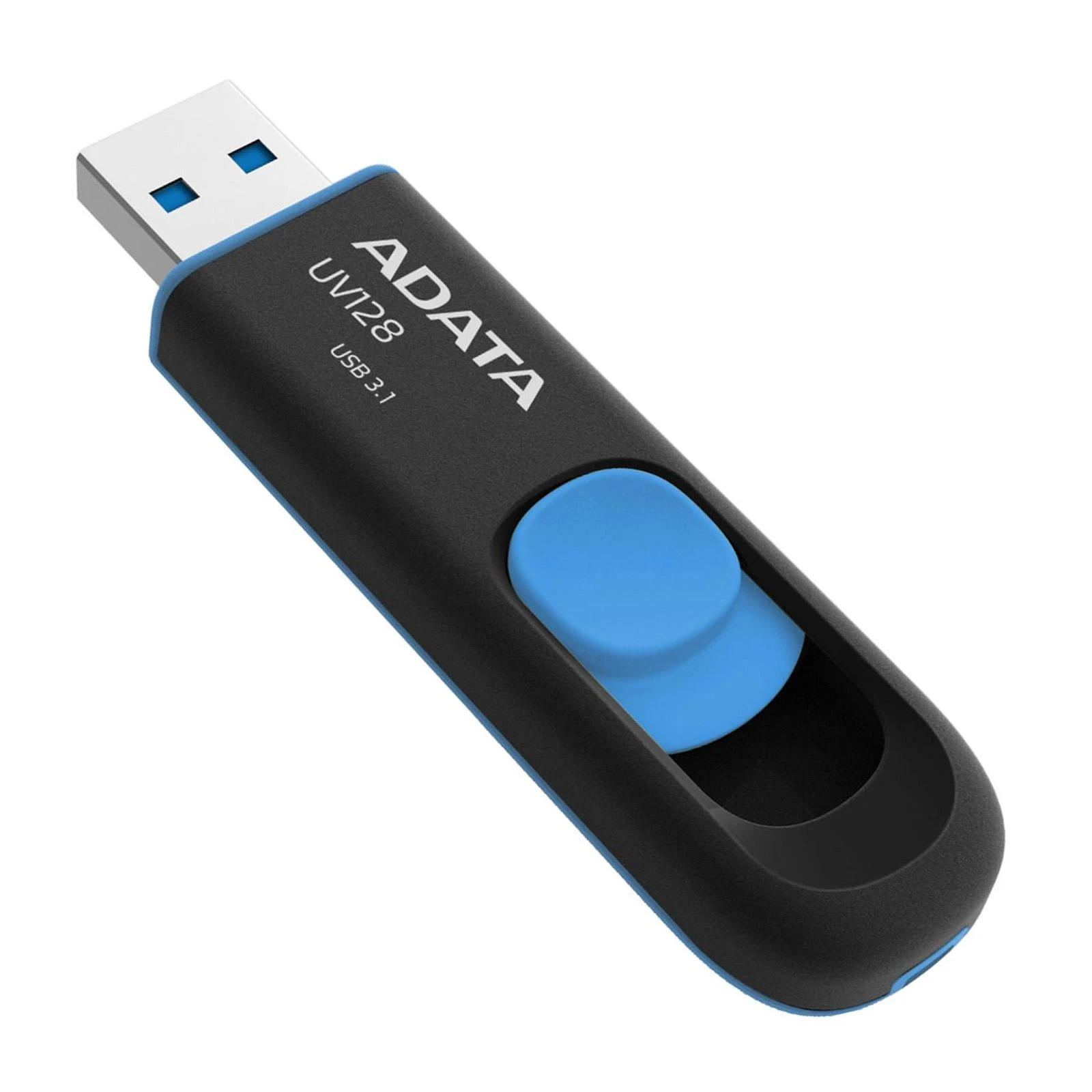 ADATA 128GB UV128 Black/Blue USB 3.1 (AUV128-128G-RBE) (UA) Фізичні розміри 60 x 20 x 9 мм