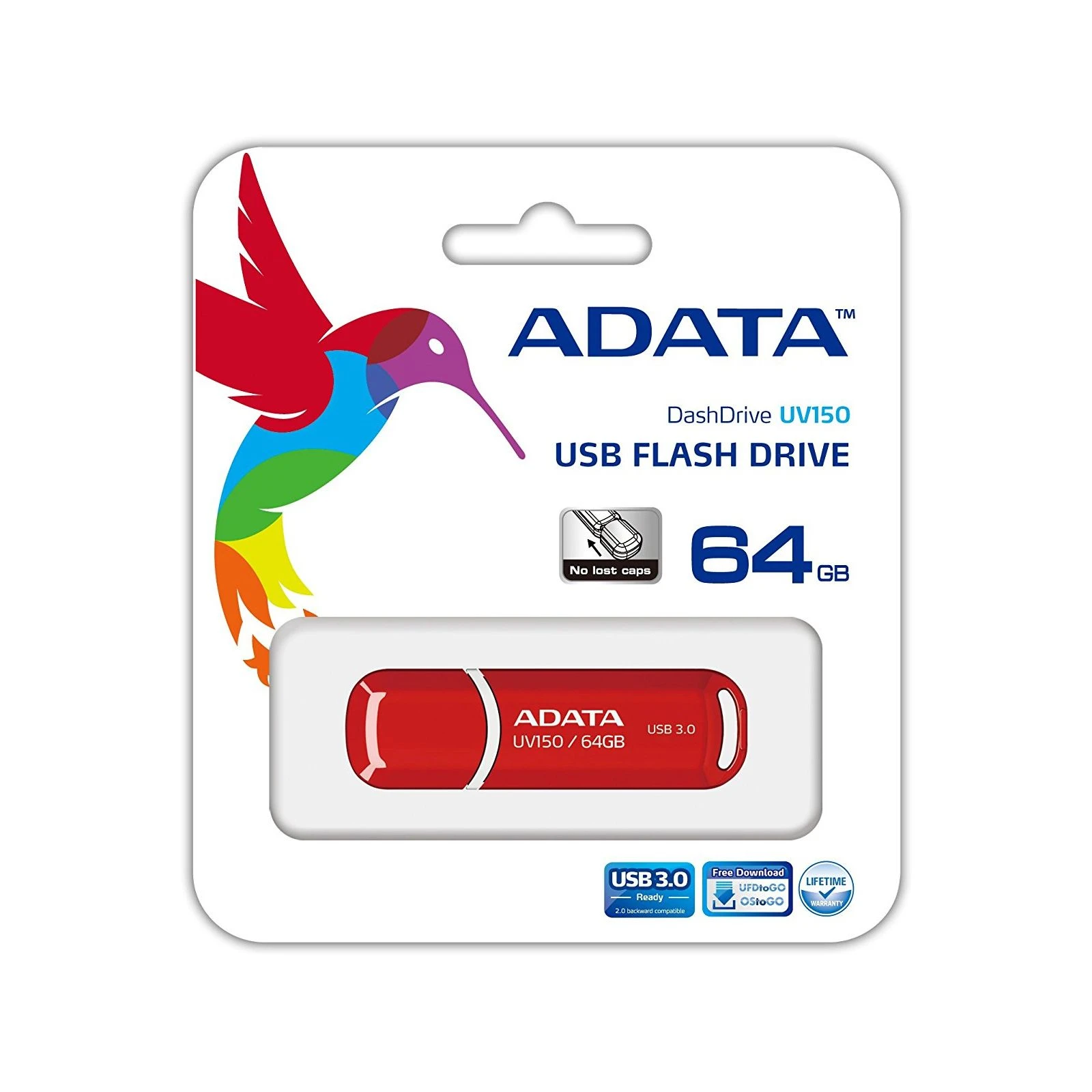 ADATA 64GB UV150 Red USB 3.0 (AUV150-64G-RRD) (UA) Тип: Високошвидкісні, Класичні;