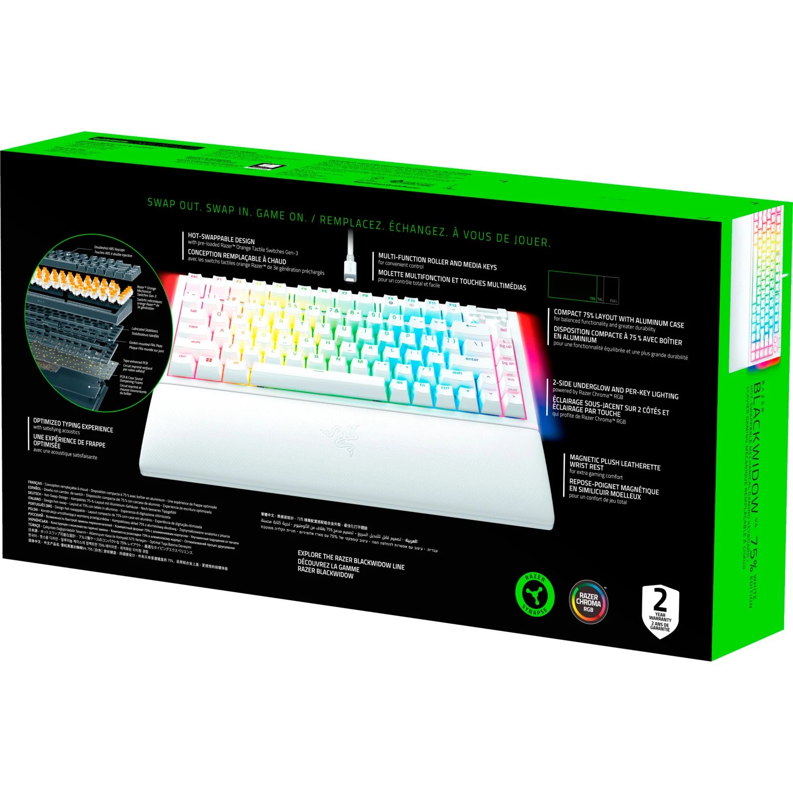 Razer BlackWidow V4 75 USB UA White (RZ03-05001700-R3M1) (UA) Призначення для ПК