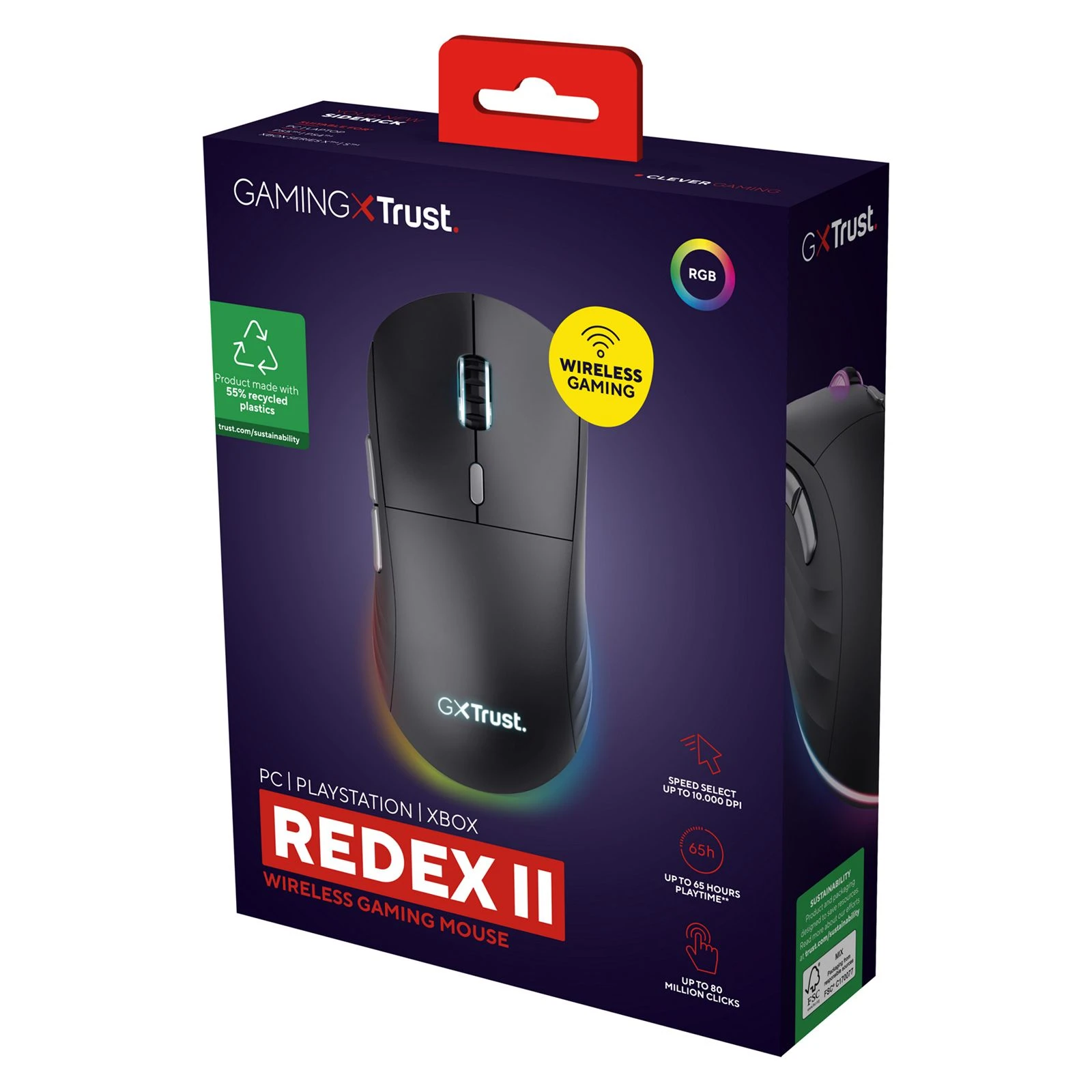 Trust GXT 926 Redex II Wireless/USB-A/USB-C Black (25126) (UA) Роздільна здатність (max) 10000 dpi