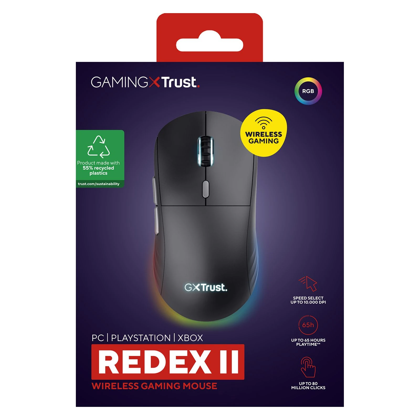 Trust GXT 926 Redex II Wireless/USB-A/USB-C Black (25126) (UA) Сенсор PixArt PMW 3325 Gaming Engine