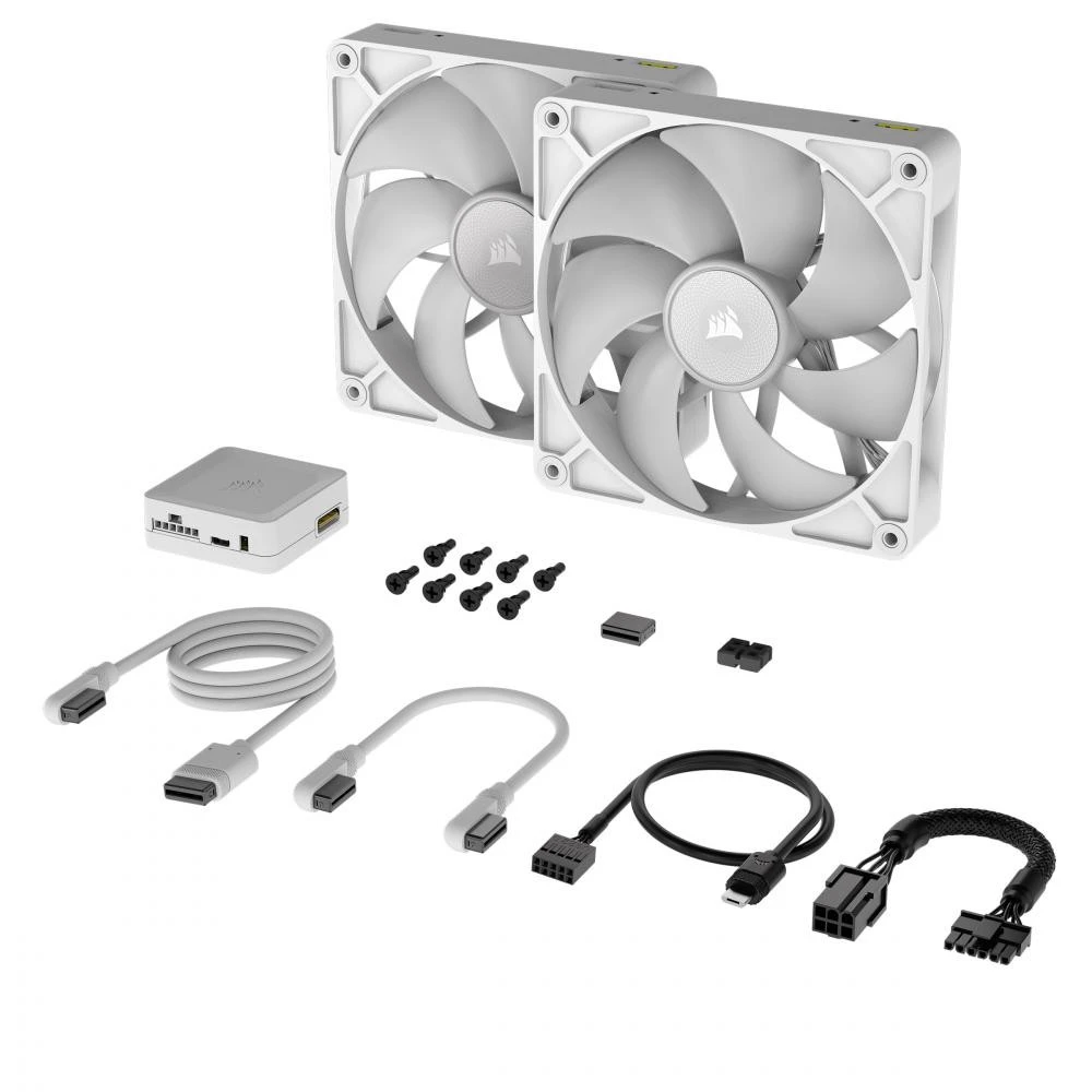 Вентилятор Corsair iCUE LINK RX140 RGB 140mm PWM Fan Twin Starter Kit White (CO-9051024-WW) (UA) Бренд: Corsair; Призначення: корпус;