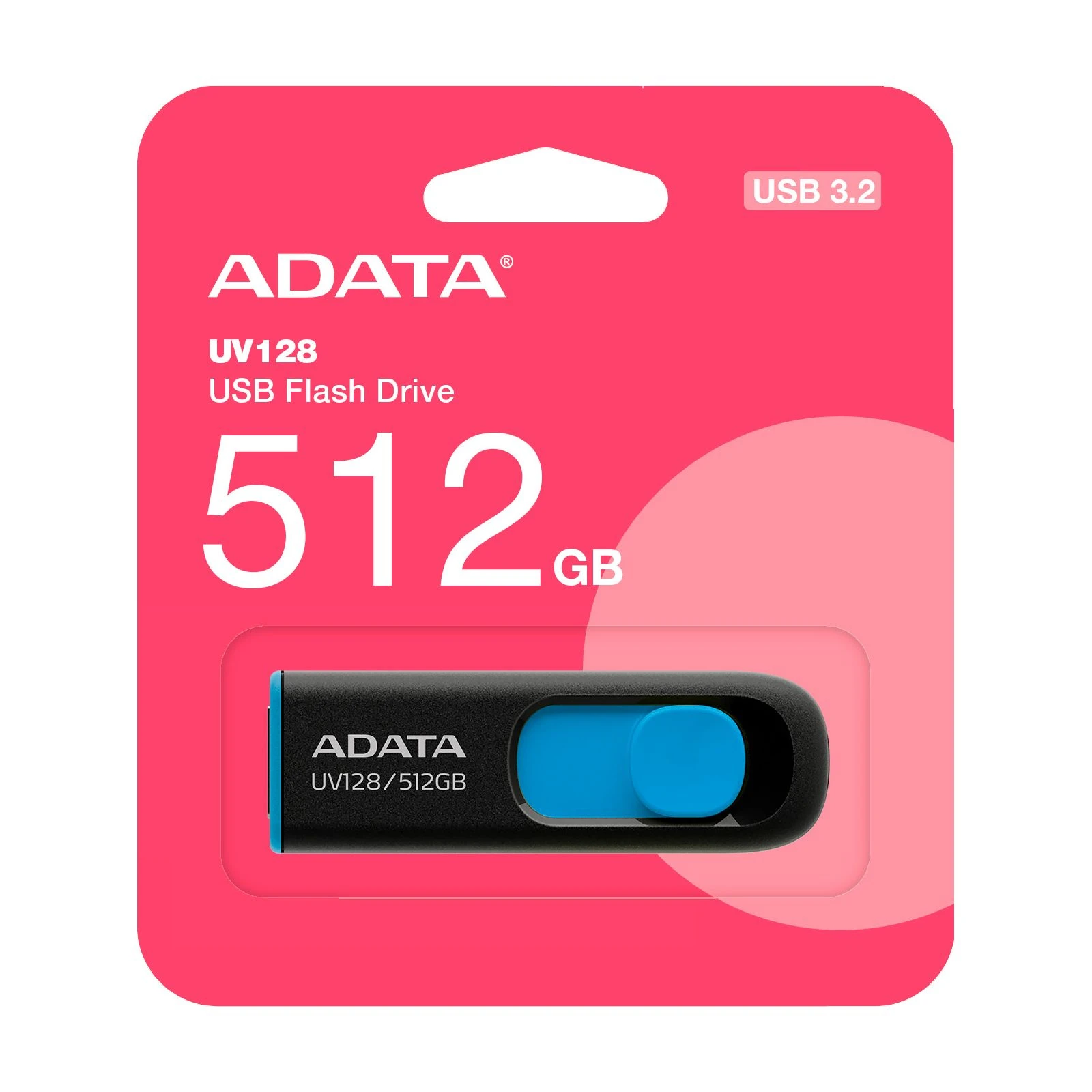 ADATA 512GB AUV 128 Black/Blue USB 3.2 (AUV128-512G-RBE) (UA) Тип: Класичні, З висувним USB;