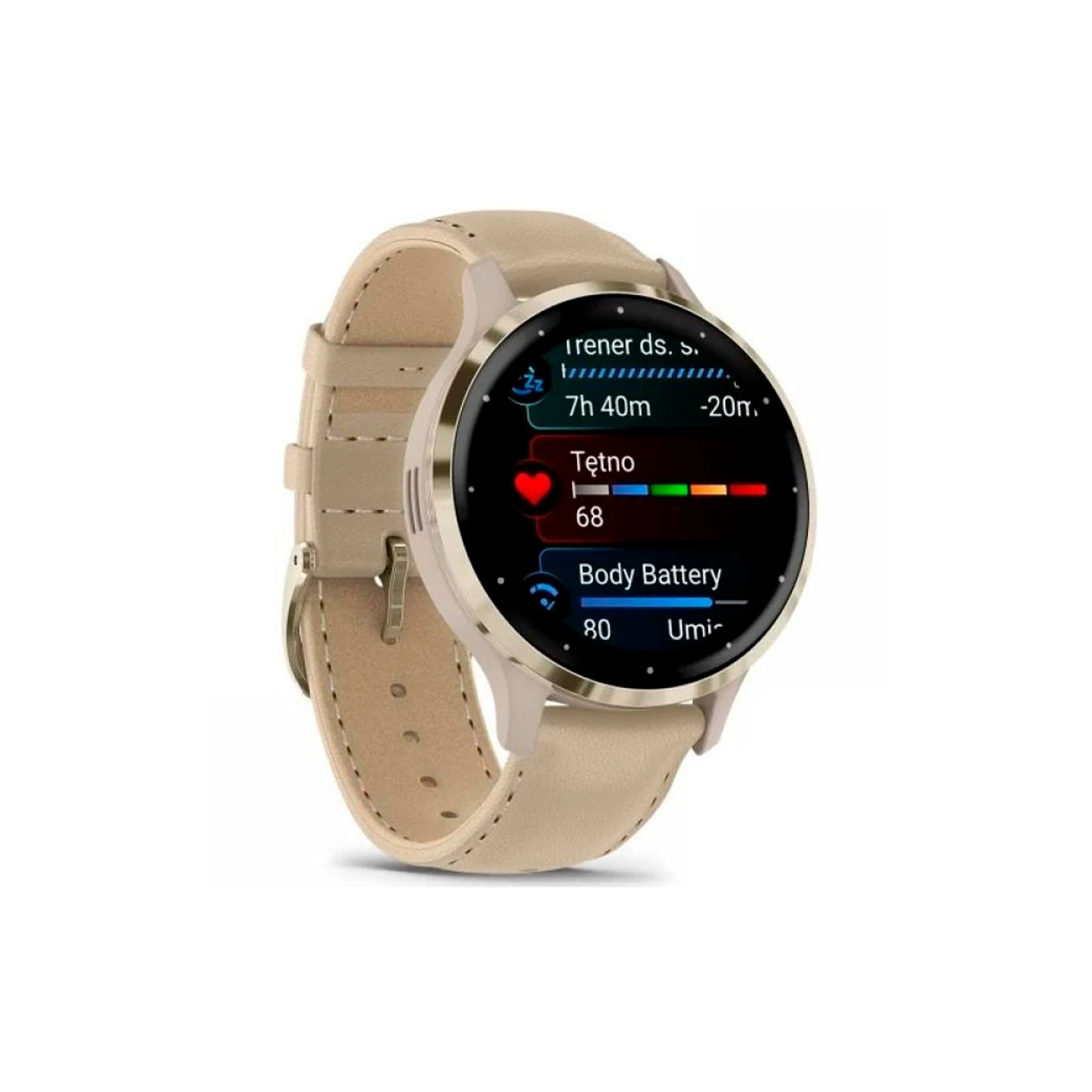 Garmin Venu 3S, Fr. Gray + Soft Gold, Leather, GPS (010-02785-55) (UA) Тип дисплея цветной