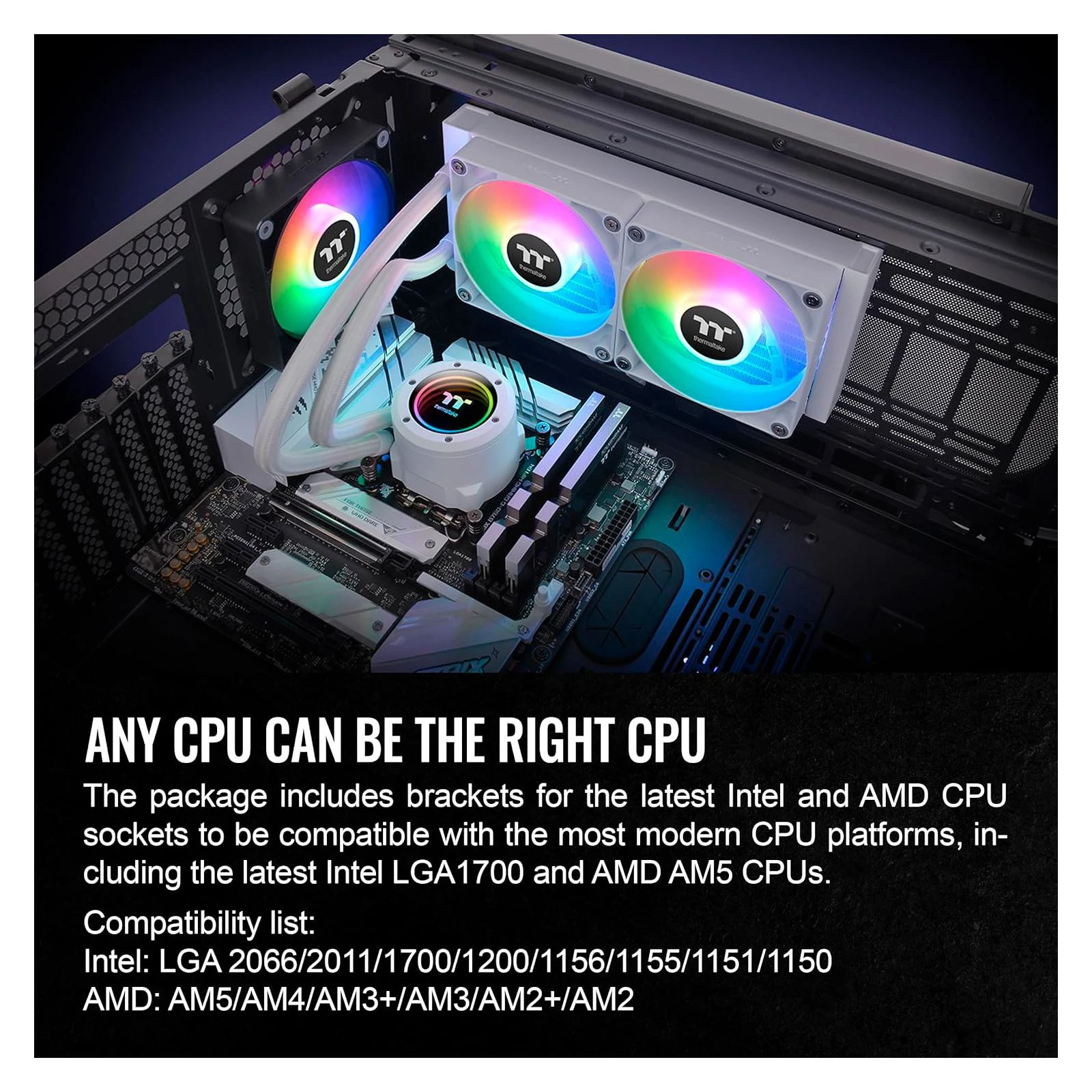 Система водяного охолодження ThermalTake TH240 V2 ARGB Sync Snow Edition (CL-W364-PL12SW-A) (UA) Для процесорів: INTEL, AMD; Сокет: AM5,