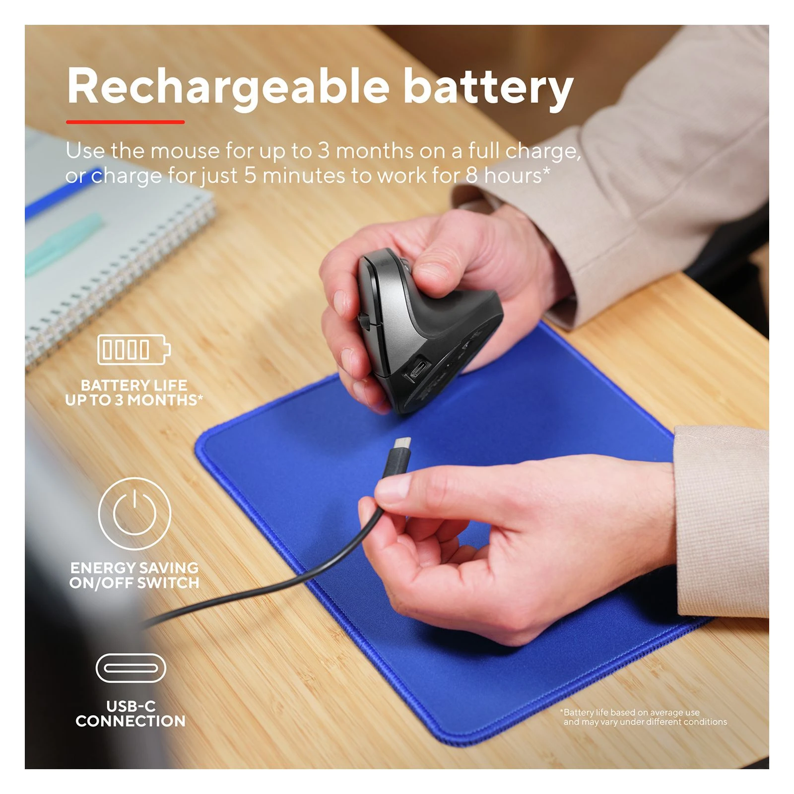 Trust Bayo 2 Ergonomic Wireless/USB-A Black (25145) (UA) Подключение беспроводное