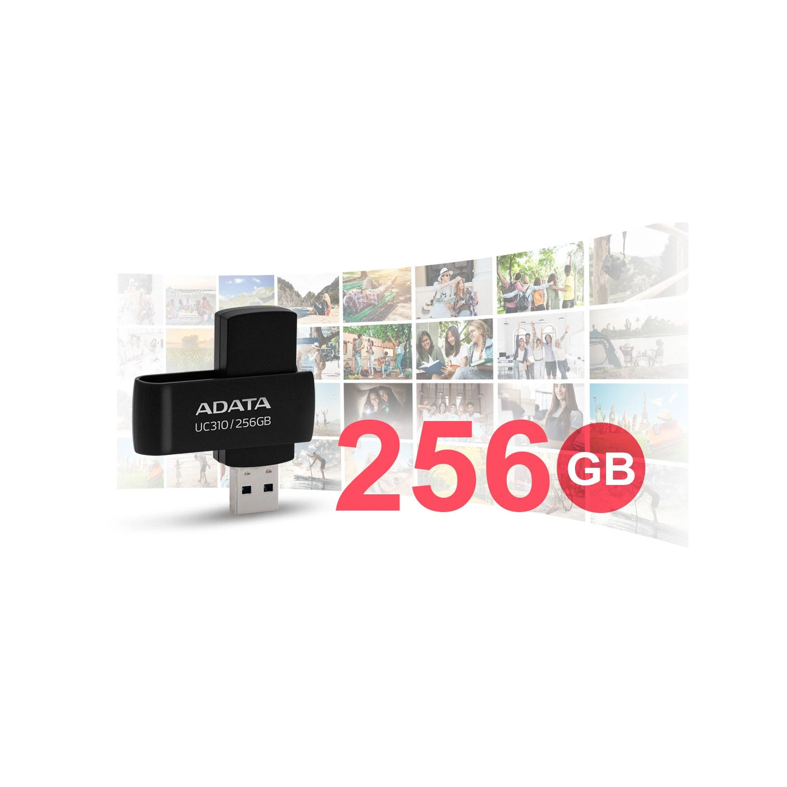 ADATA 256GB UC310 Black USB 3.0 (UC310-256G-RBK) (UA) Максимальна швидкість читання 100 Мбайт/сек