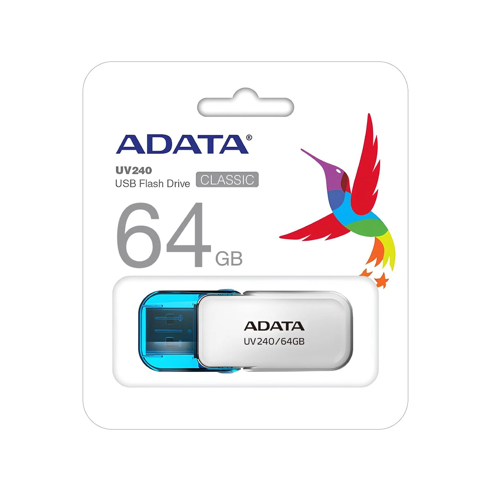 ADATA 64GB AUV 240 White USB 2.0 (AUV240-64G-RWH) (UA) Тип Классические, С выдвижным USB