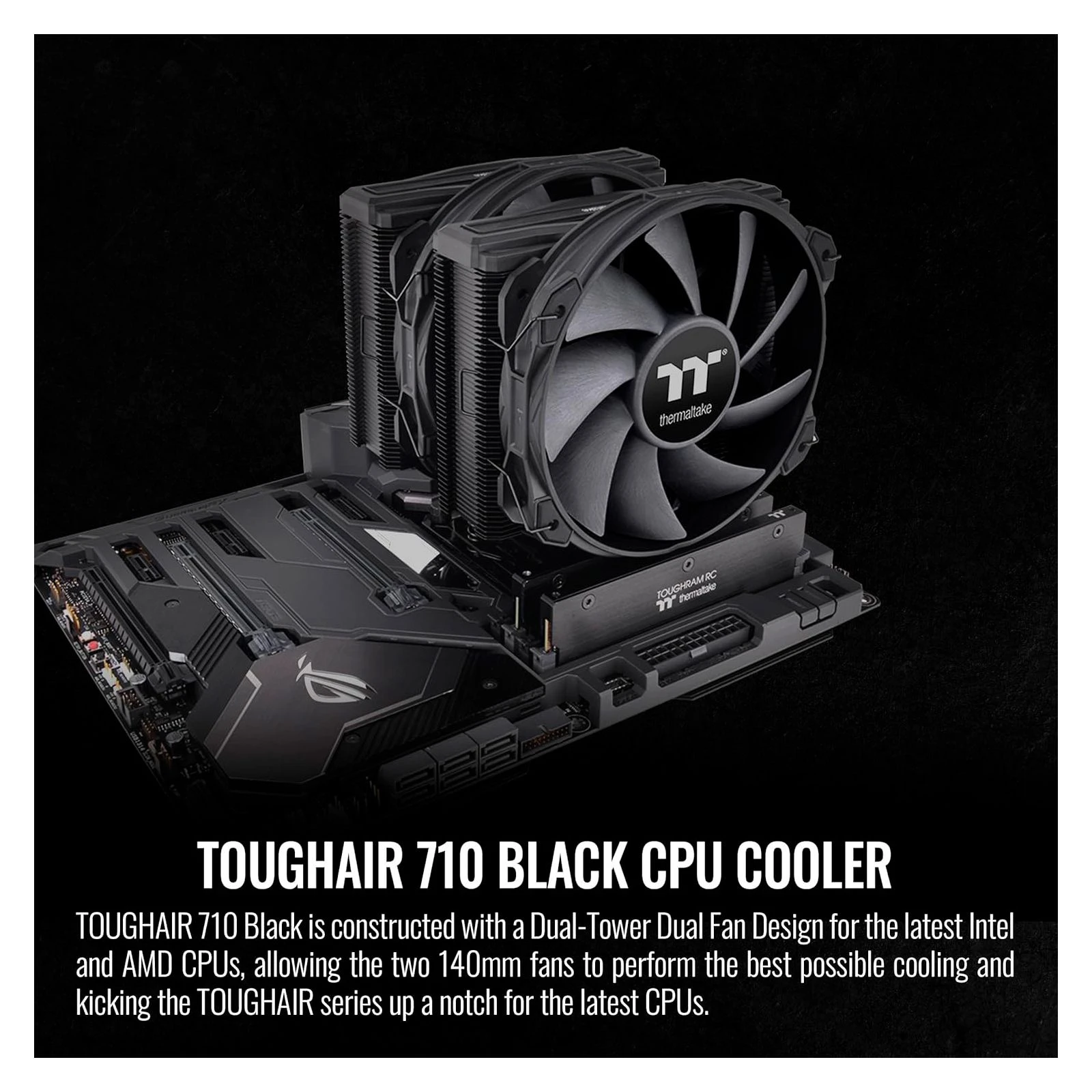 Кулер для процесора ThermalTake TOUGHAIR 710 Black (7 CL-P117-CA14BL-A) (UA) Кількість вентиляторів 2