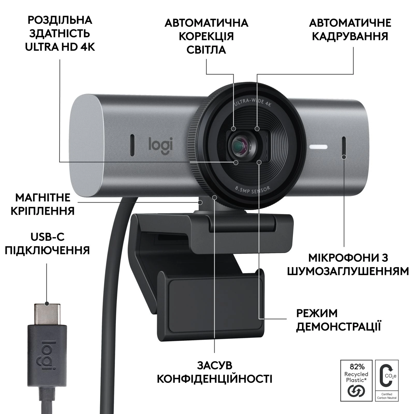 Logitech MX Brio 705 for Business 4K Graphite (960-001530) (UA) Максимальна частота кадрів до 30 кадрів/с