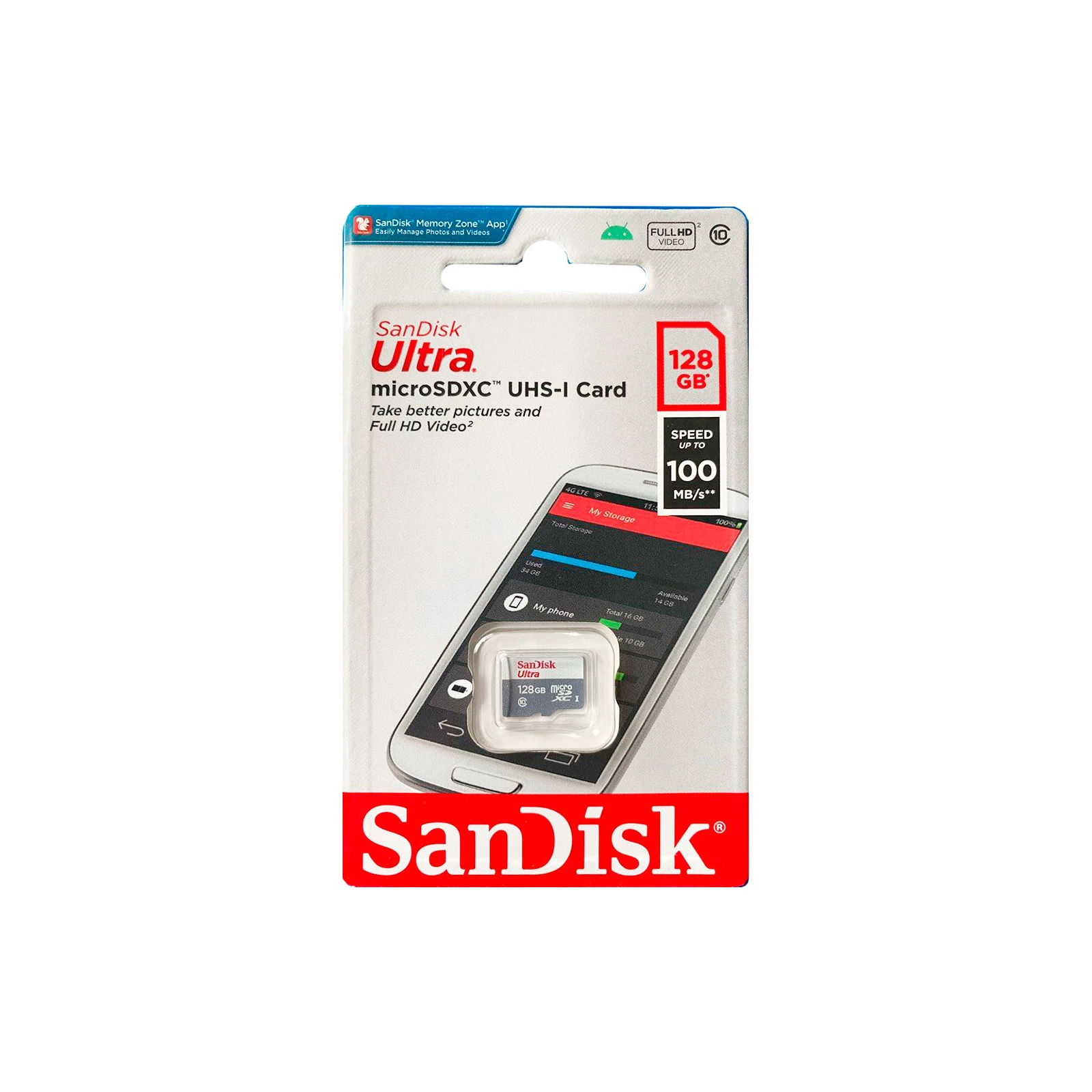 SanDisk 128GB microSDXC class 10 UHS-I Ultra (SDSQUNR-128G-GN3MN) (UA) Тип картки пам'яті microSDXC; Об'єм