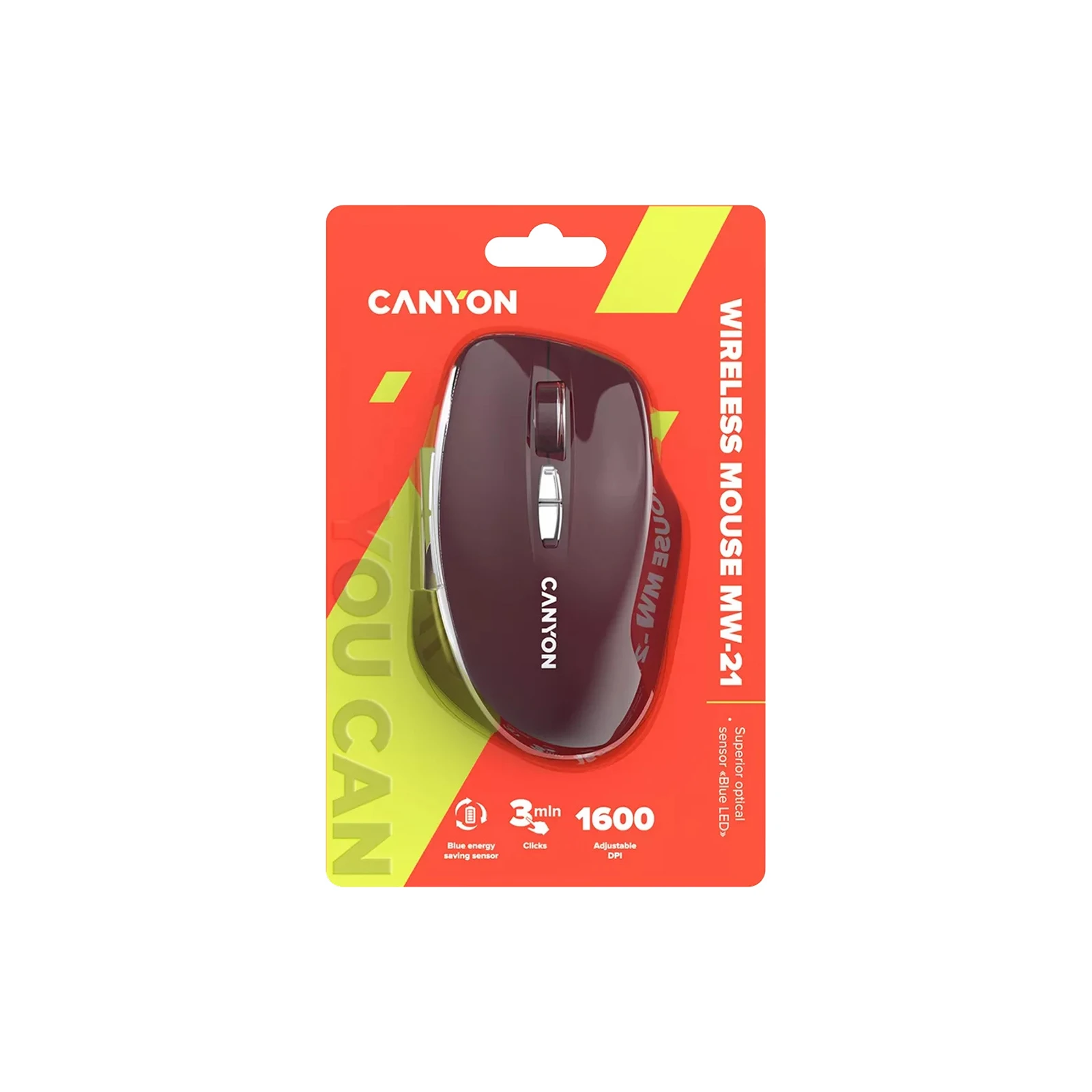 Canyon MW-21 Wireless Blue LED Burgundy (CNS-CMSW21BR) (UA) Тип: Класичні; Призначення: для