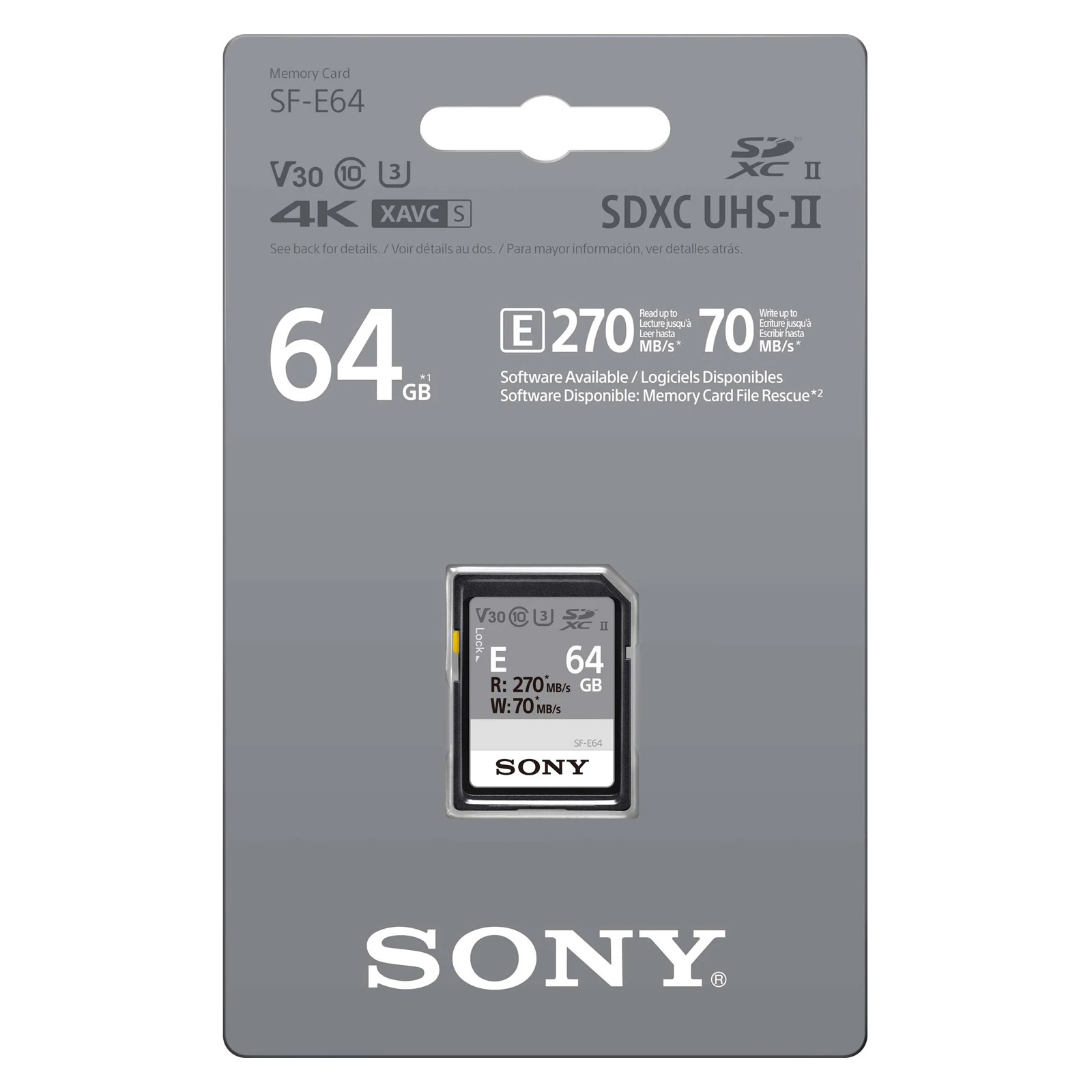 Sony 64GB SDXC class 10 UHS-II U3 V30 (SFE64A.ET4) (UA) Тип карты памяти: SDXC; Объем