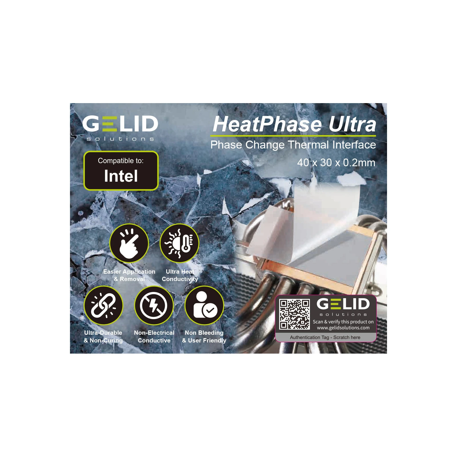 Термопрокладка Gelid Solutions HeatPhase Ultra for Intel CPU (PH-GC-02-I) (UA) Назначение для процессора