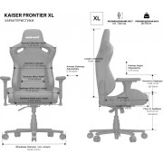 Anda Seat Kaiser Frontier Fabric XL Grey Linen (AD12YXL-17-G-F) (UA)