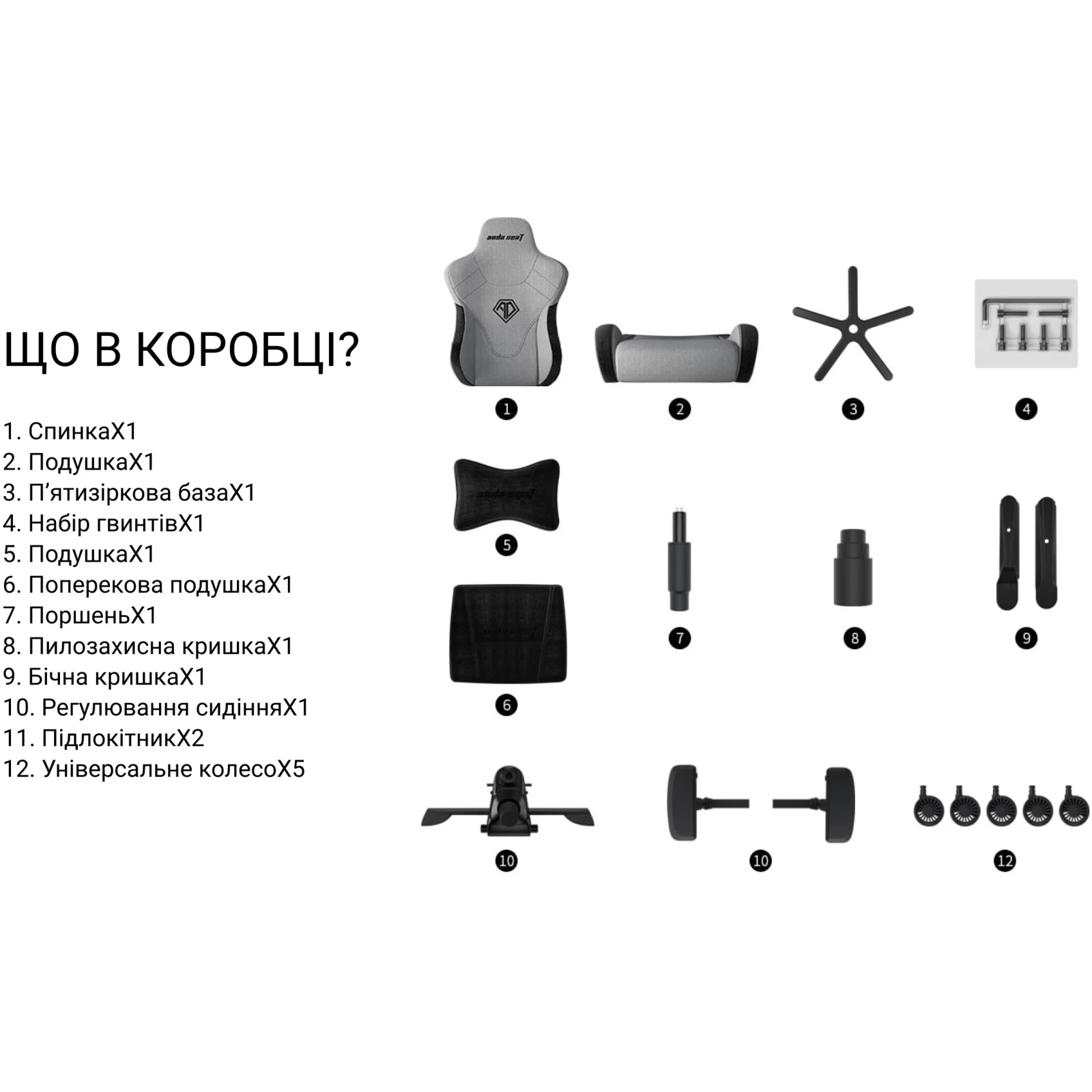 Anda Seat T-Pro 2 Size XL Black (AD12XLLA-01-B-F) (UA) Основание 5 ножек с колесами