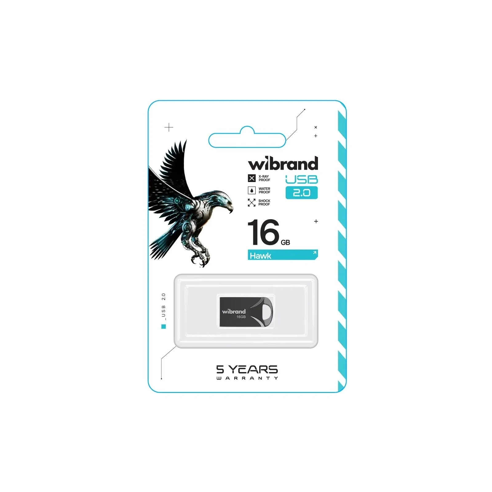 Wibrand 16GB Hawk Black USB 2.0 (WI2.0/HA16M1B) (UA) Тип: Класичні, Суперкомпактні;