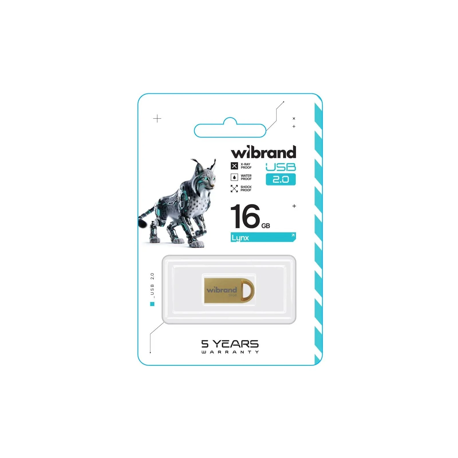 Wibrand 16GB lynx Gold USB 2.0 (WI2.0/LY16M2G) (UA) Тип: Класичні, Суперкомпактні;