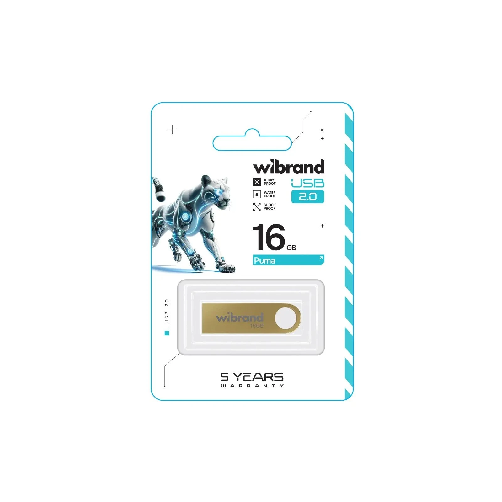Wibrand 16GB Puma Gold USB 2.0 (WI2.0/PU16U1G) (UA) Тип: Класичні; Об'єм пам'яті: 16 Gb;