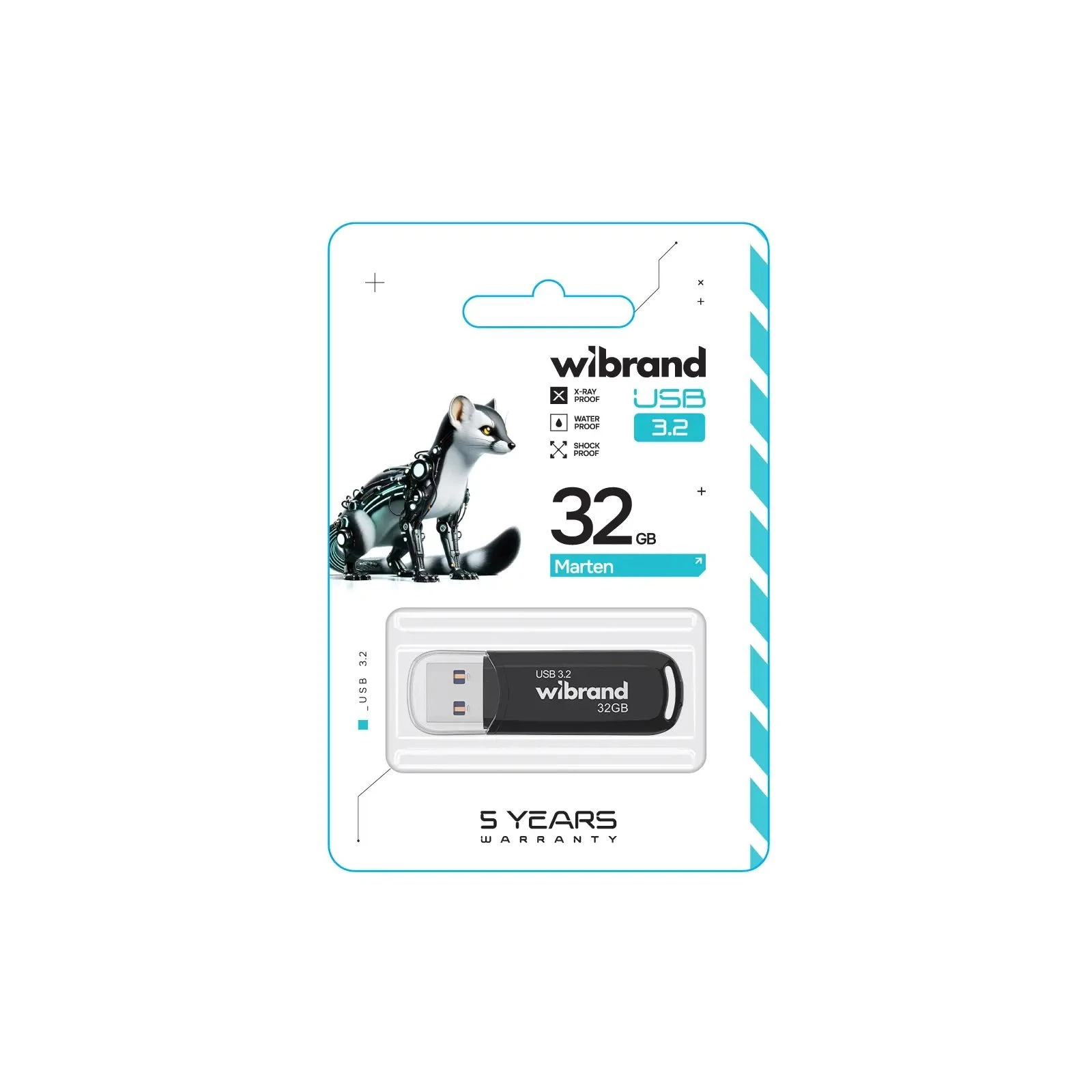 Wibrand 32GB Marten Black USB 3.2 Gen 1 (USB 3.0) (WI3.2/MA32P10B) (UA) Тип: Класичні; Об'єм пам'яті: 32 Gb;