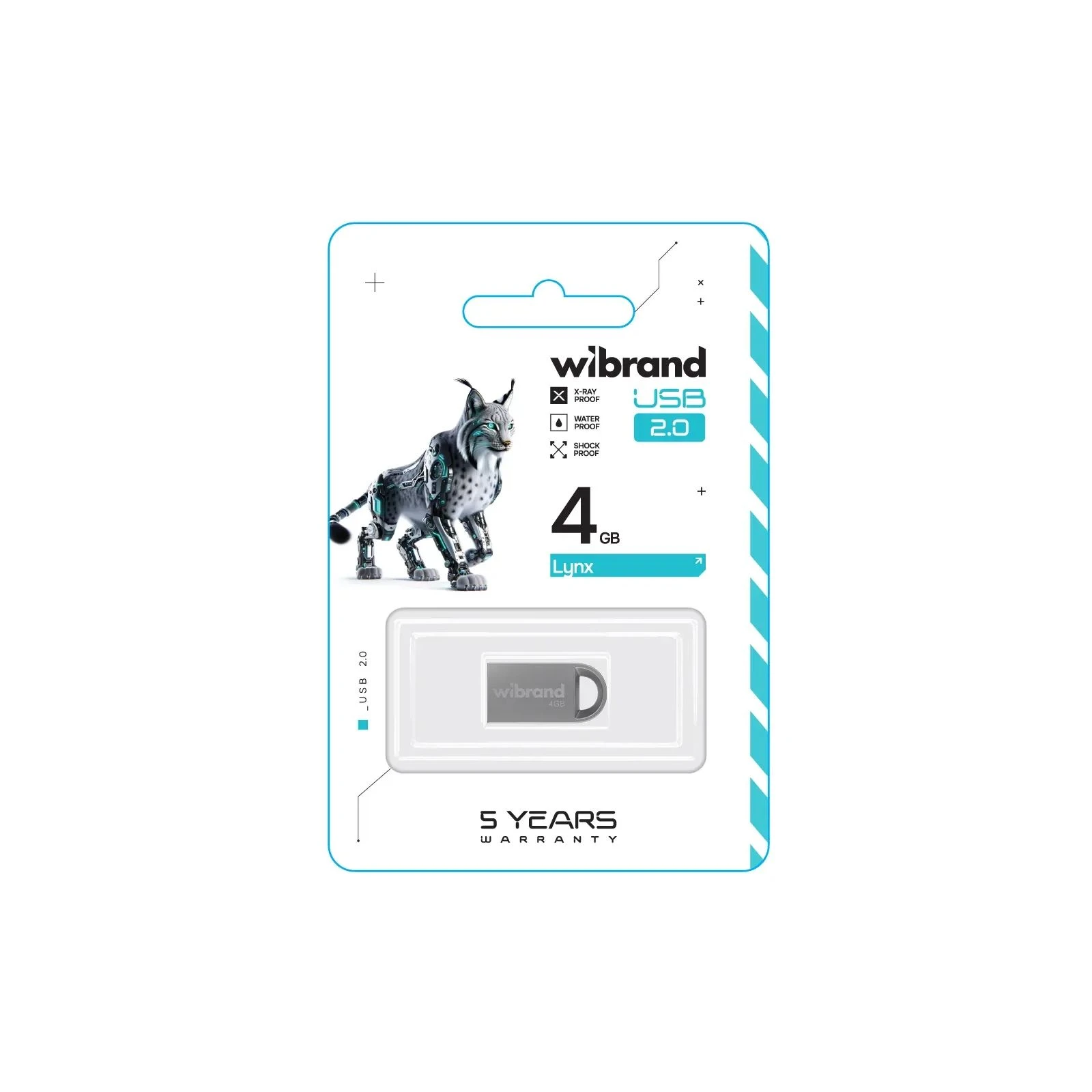 Wibrand 4GB lynx Silver USB 2.0 (WI2.0/LY4M2S) (UA) Тип: Класичні, Суперкомпактні;