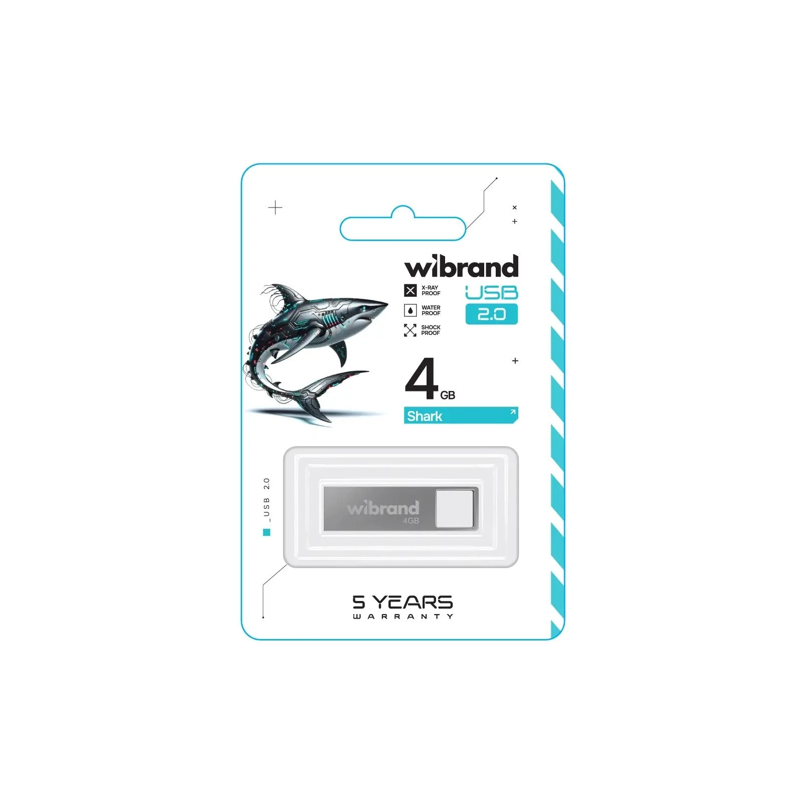 Wibrand 4GB Shark Silver USB 2.0 (WI2.0/SH4U4S) (UA) Тип: Классические; Объем памяти: