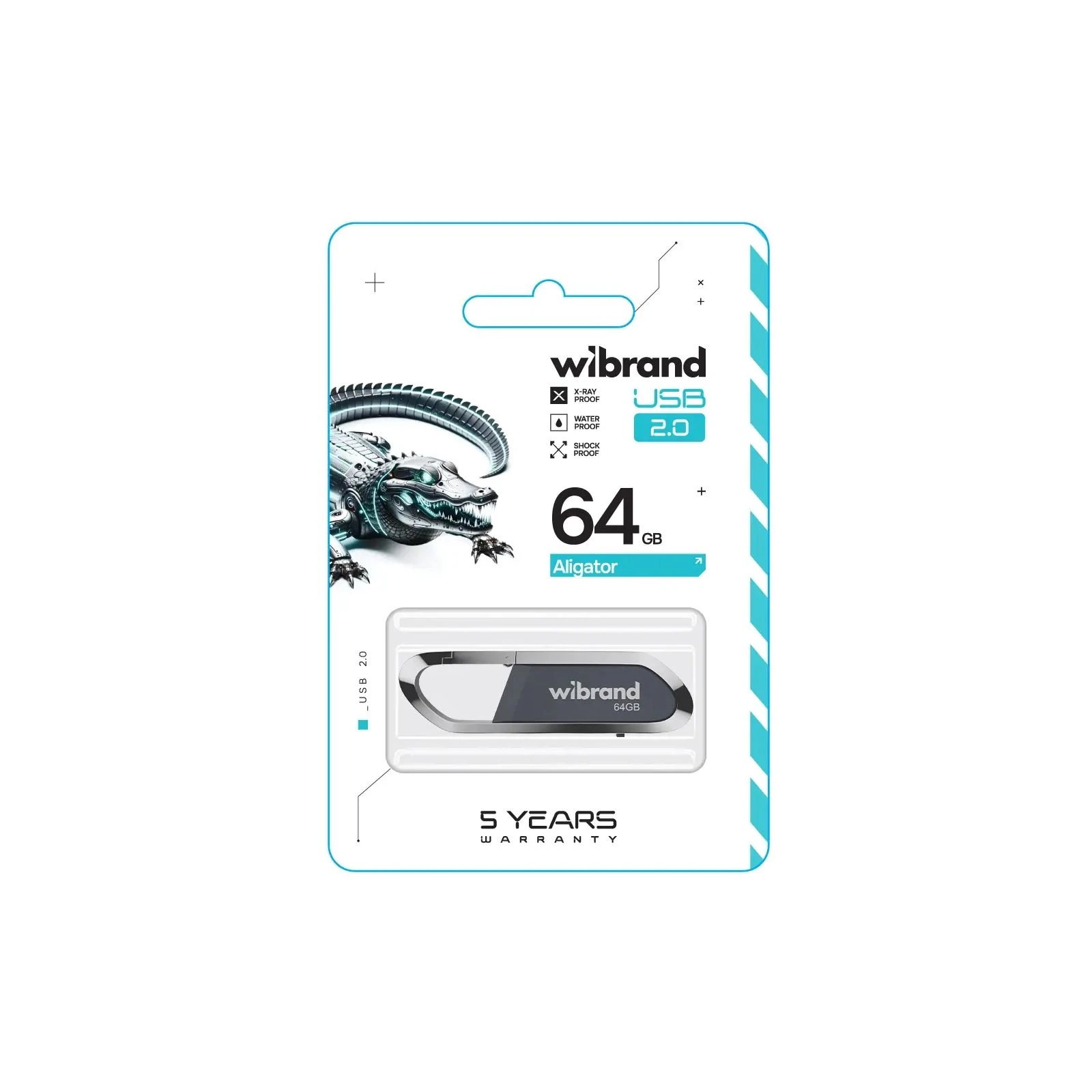 Wibrand 64GB Aligator Grey USB 2.0 (WI2.0/AL64U7G) (UA) Тип: Класичні; Об'єм пам'яті: 64 Gb;