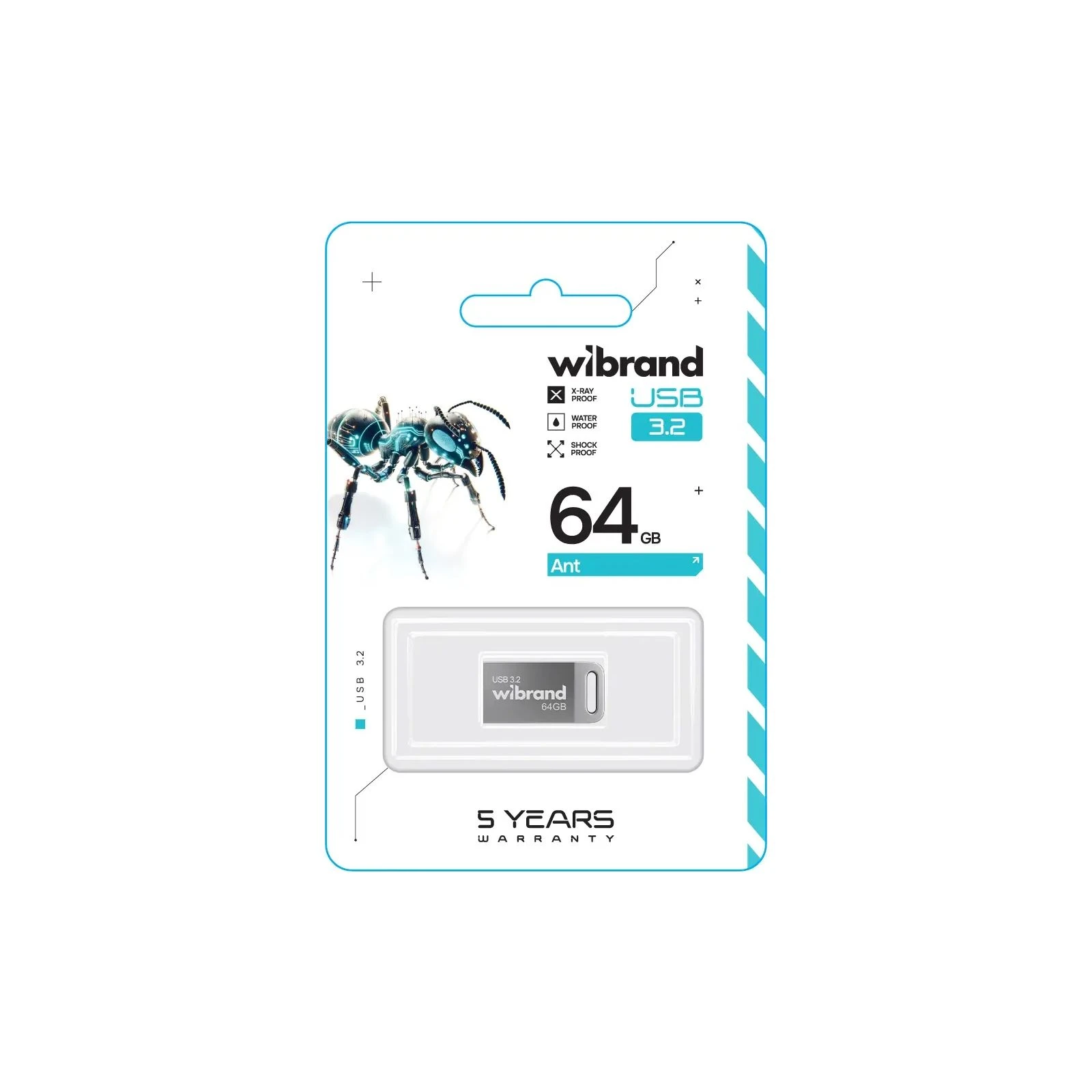 Wibrand 64GB Ant Silver USB 3.2 Gen 1 (USB 3.0) (WI3.2/AN64M4S) (UA) Тип: Класичні, Суперкомпактні;