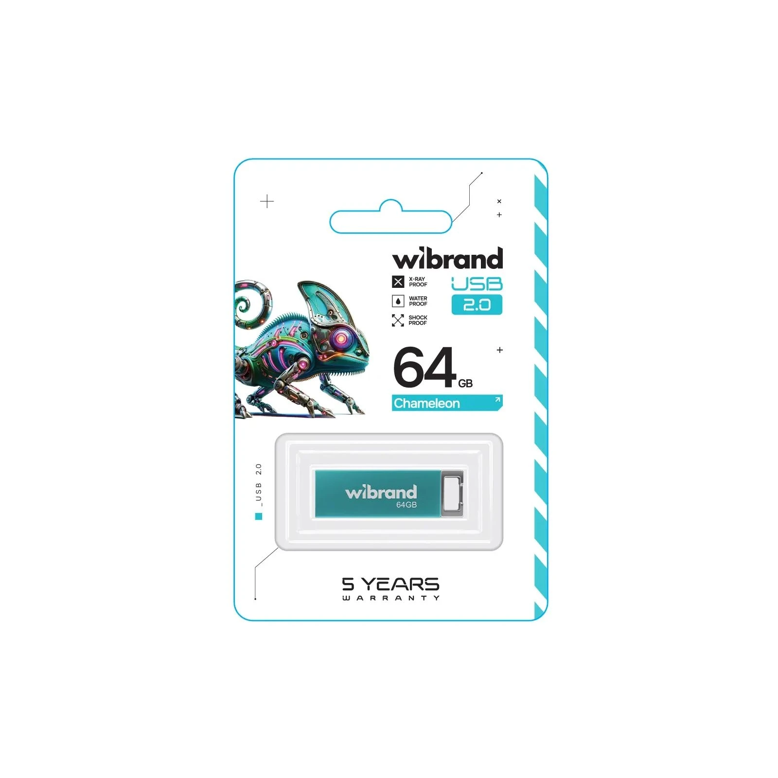 Wibrand 64GB Chameleon Blue USB 2.0 (WI2.0/CH64U6LU) (UA) Тип: Классические; Объем памяти: