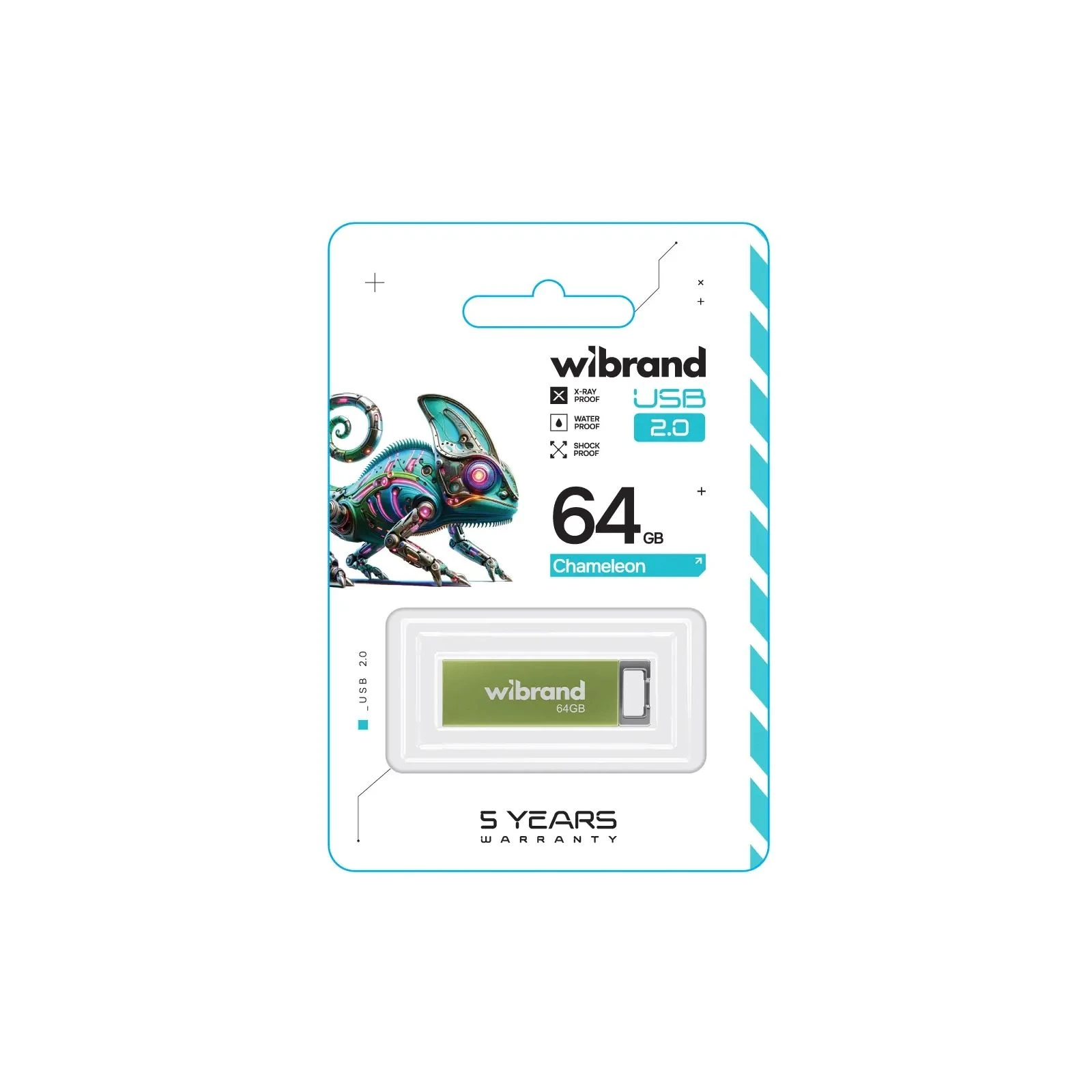 Wibrand 64GB Chameleon Green USB 2.0 (WI2.0/CH64U6LG) (UA) Тип: Класичні; Об'єм пам'яті: 64 Gb;