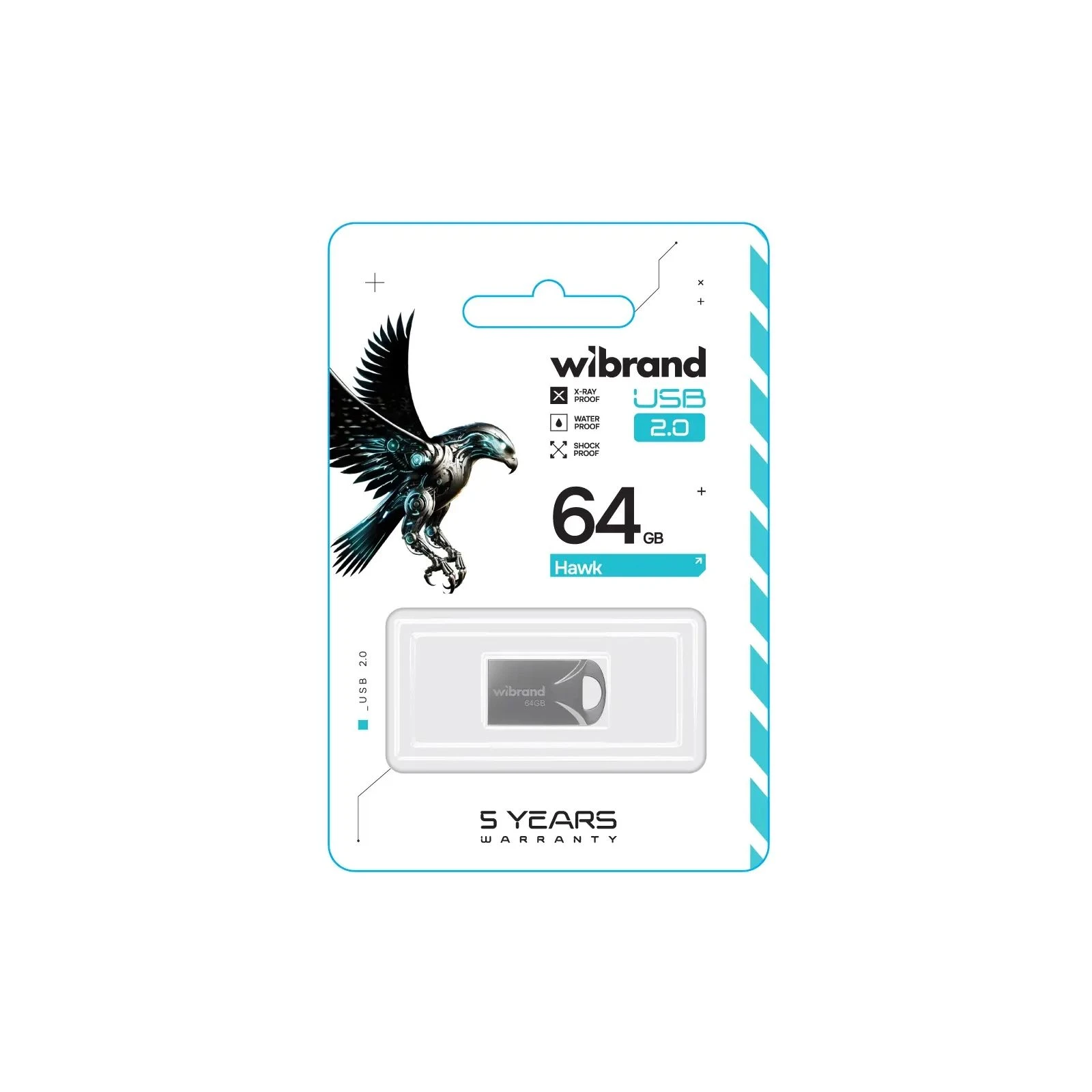 Wibrand 64GB Hawk Silver USB 2.0 (WI2.0/HA64M1S) (UA) Тип: Класичні, Суперкомпактні;