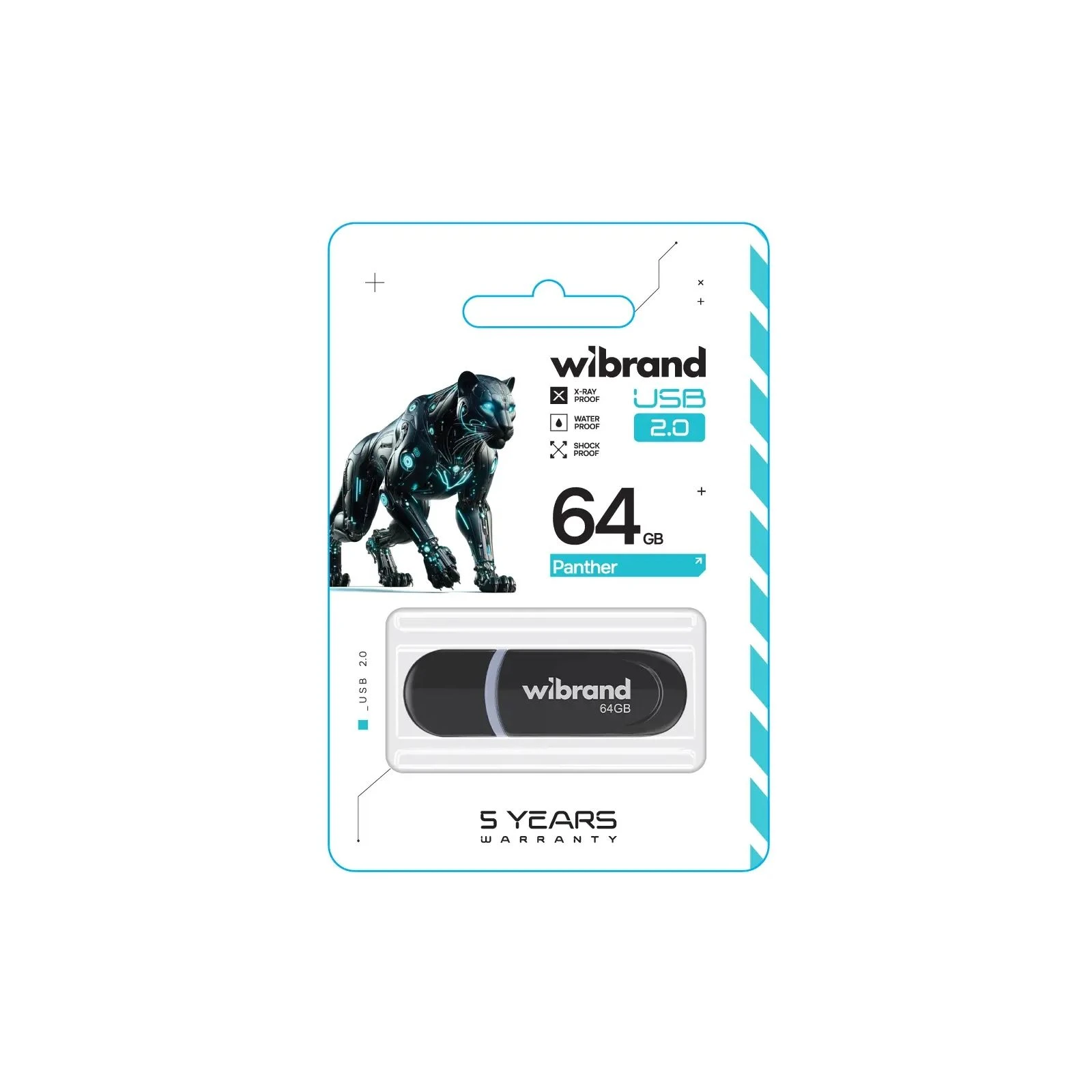 Wibrand 64GB Panther Black USB 2.0 (WI2.0/PA64P2B) (UA) Тип: Класичні; Об'єм пам'яті: 64 Gb;