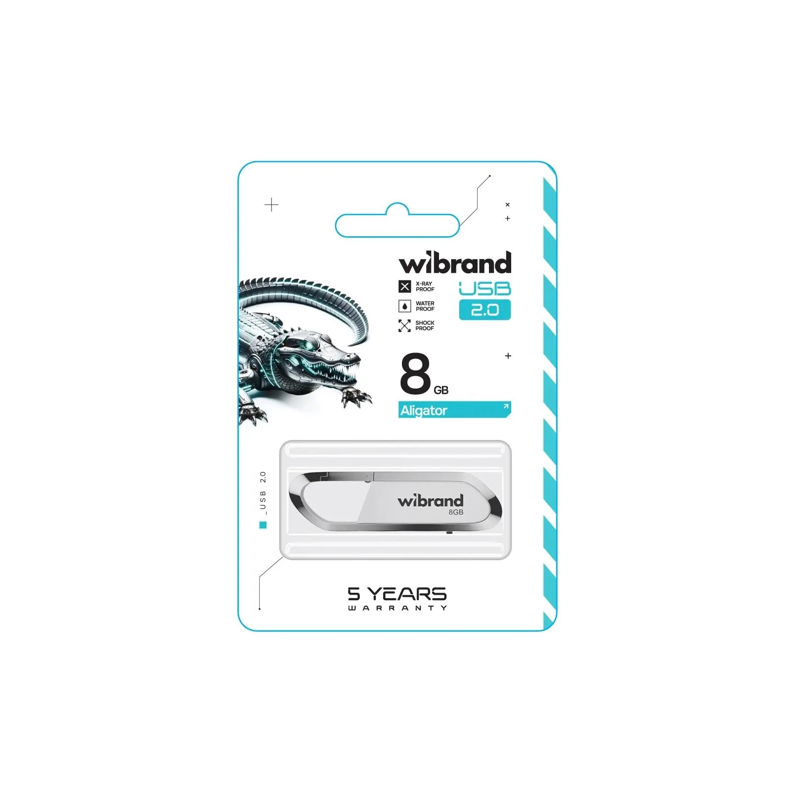 Wibrand 8GB Aligator White USB 2.0 (WI2.0/AL8U7W) (UA) Тип: Класичні; Об'єм пам'яті: 8 Gb;