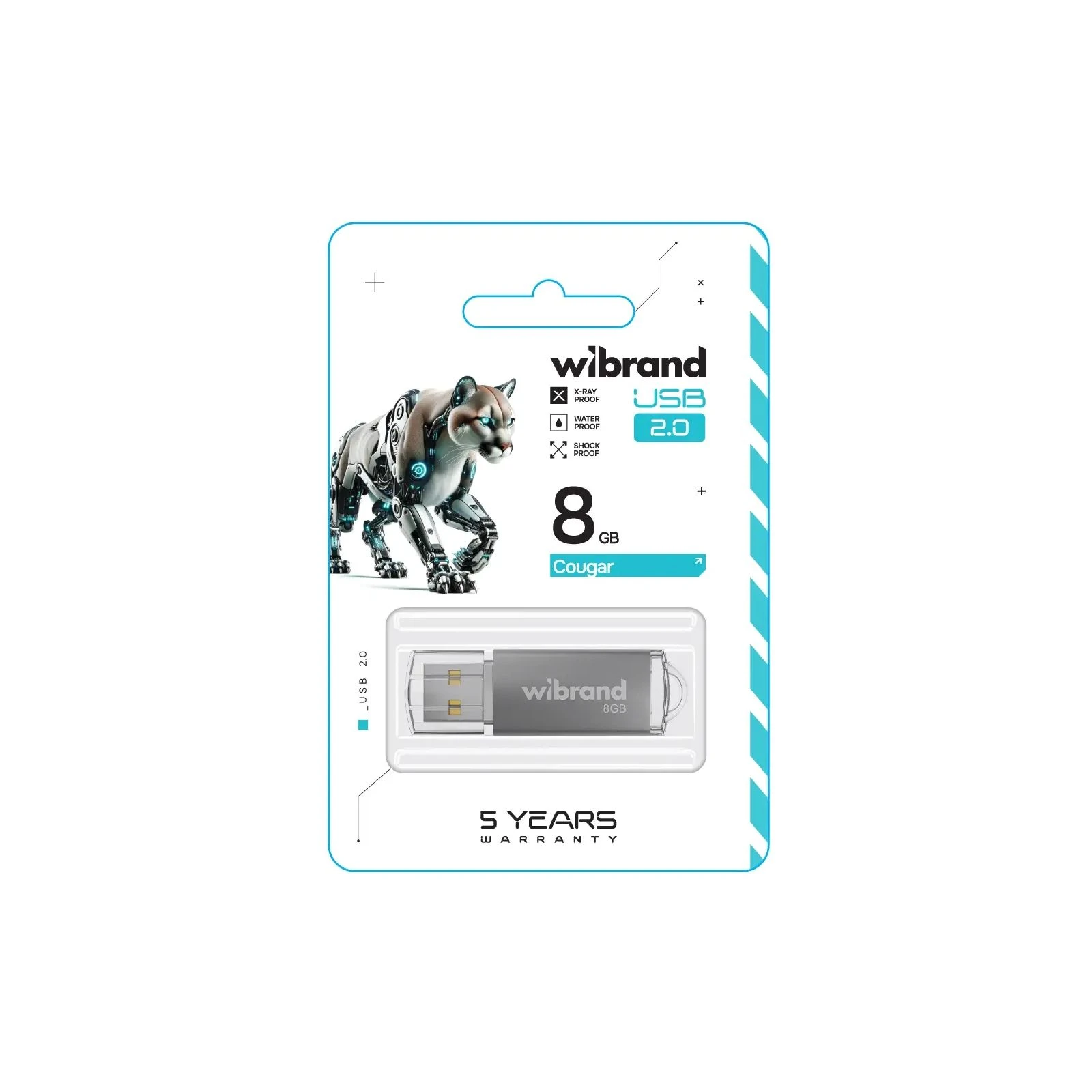 Wibrand 8GB Cougar Silver USB 2.0 (WI2.0/CU8P1S) (UA) Тип: Класичні; Об'єм пам'яті: 8 Gb;