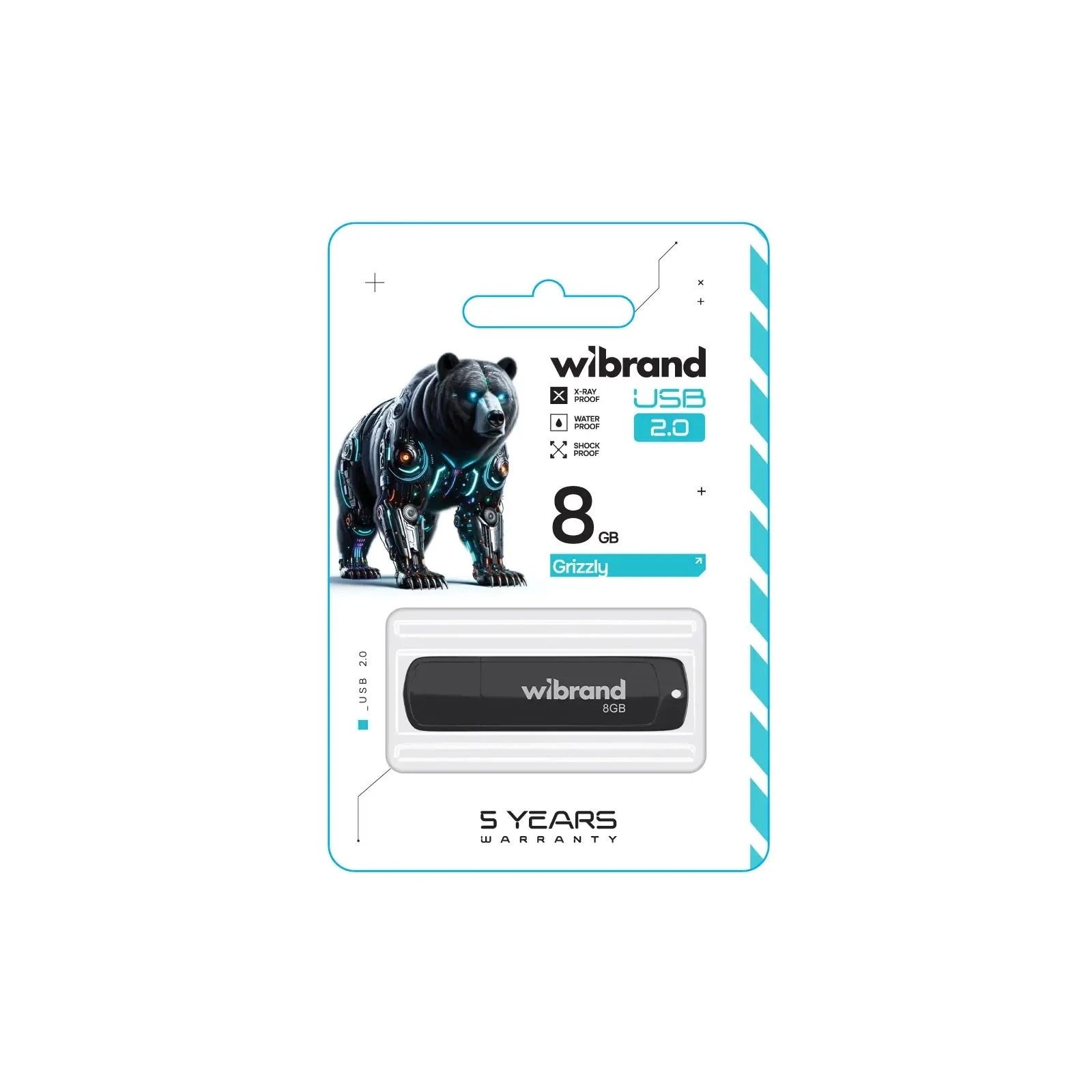 Wibrand 8GB Grizzly Black USB 2.0 (WI2.0/GR8P3B) (UA) Тип Классические
