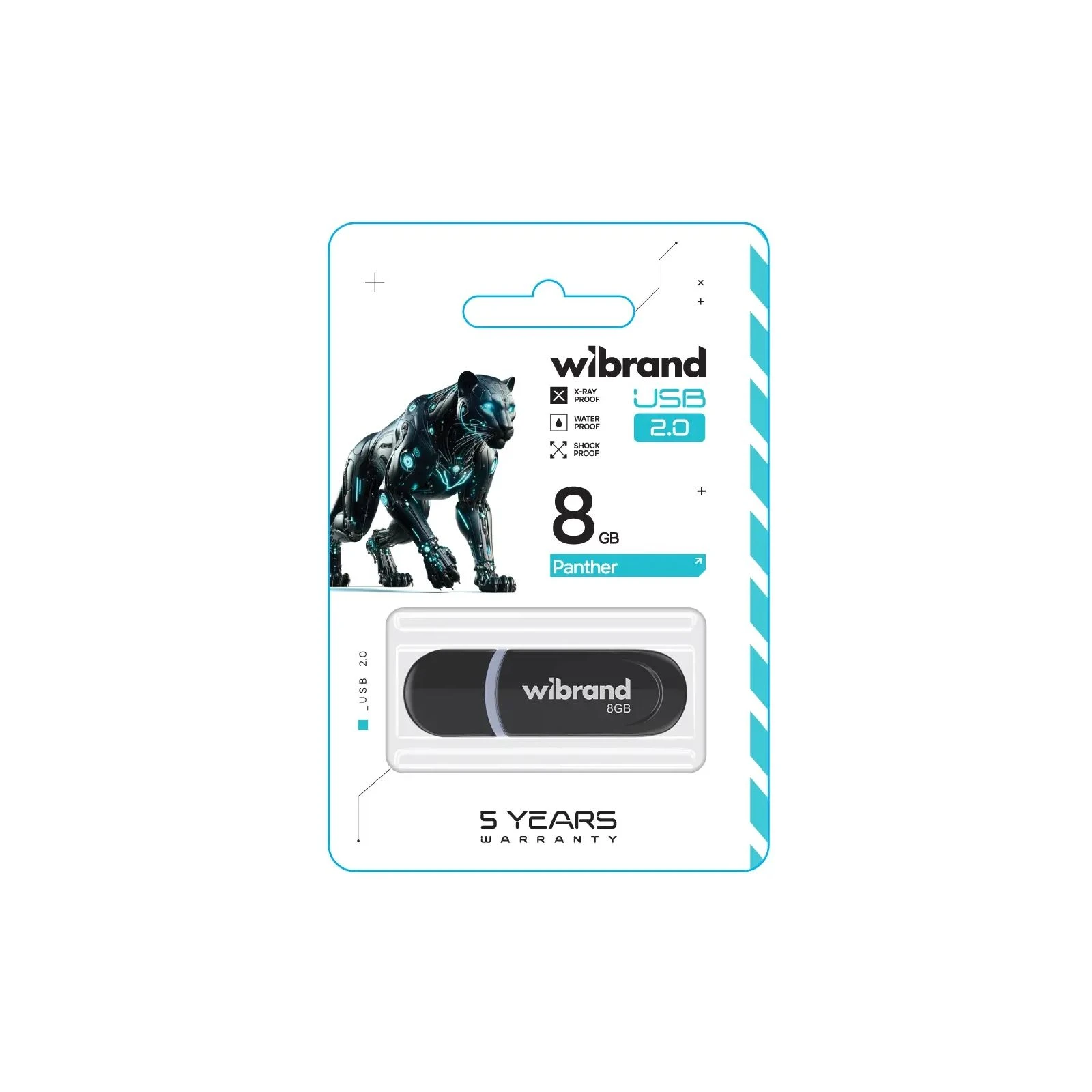 Wibrand 8GB Panther Black USB 2.0 (WI2.0/PA8P2B) (UA) Тип: Классические; Объем памяти: