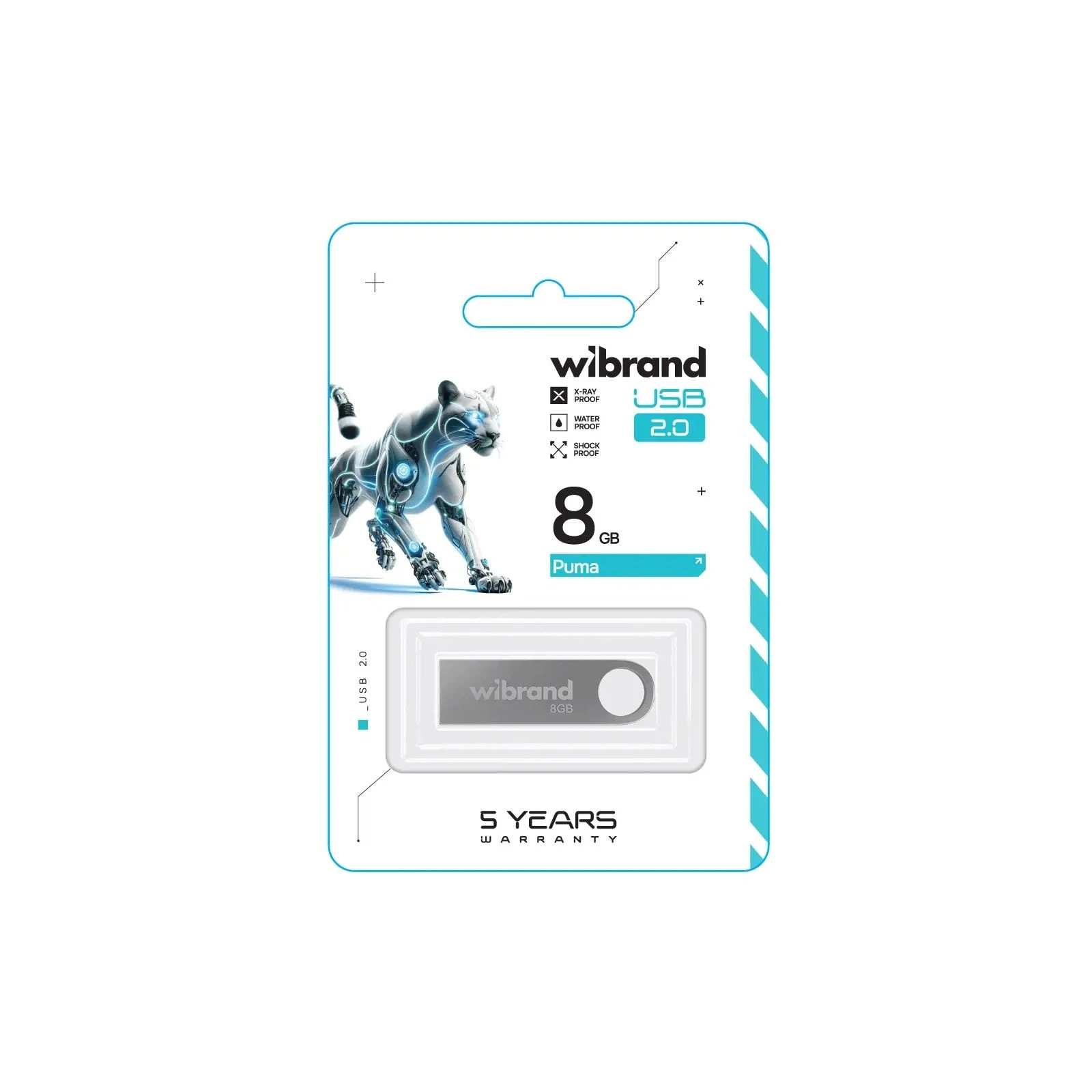 Wibrand 8GB Puma Silver USB 2.0 (WI2.0/PU8U1S) (UA) Тип: Класичні; Об'єм пам'яті: 8 Gb;