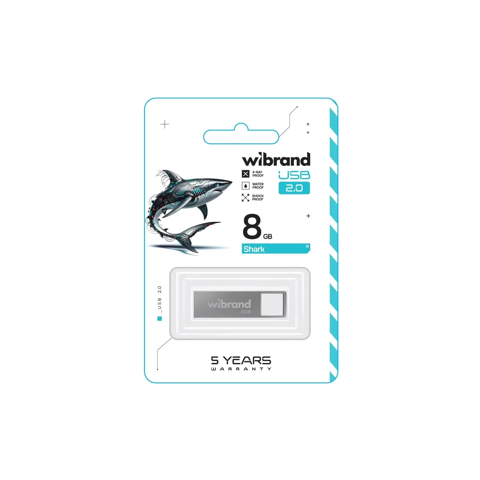 Wibrand 8GB Shark Silver USB 2.0 (WI2.0/SH8U4S) (UA) Тип: Классические; Объем памяти: