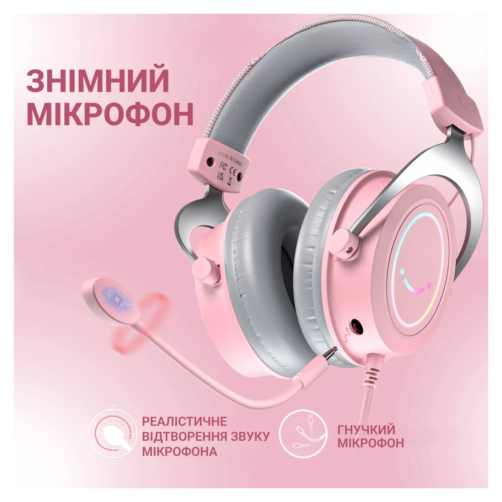 Fifine H3 RGB Pink (H3P) (UA) Тип геймерські (ігрові)