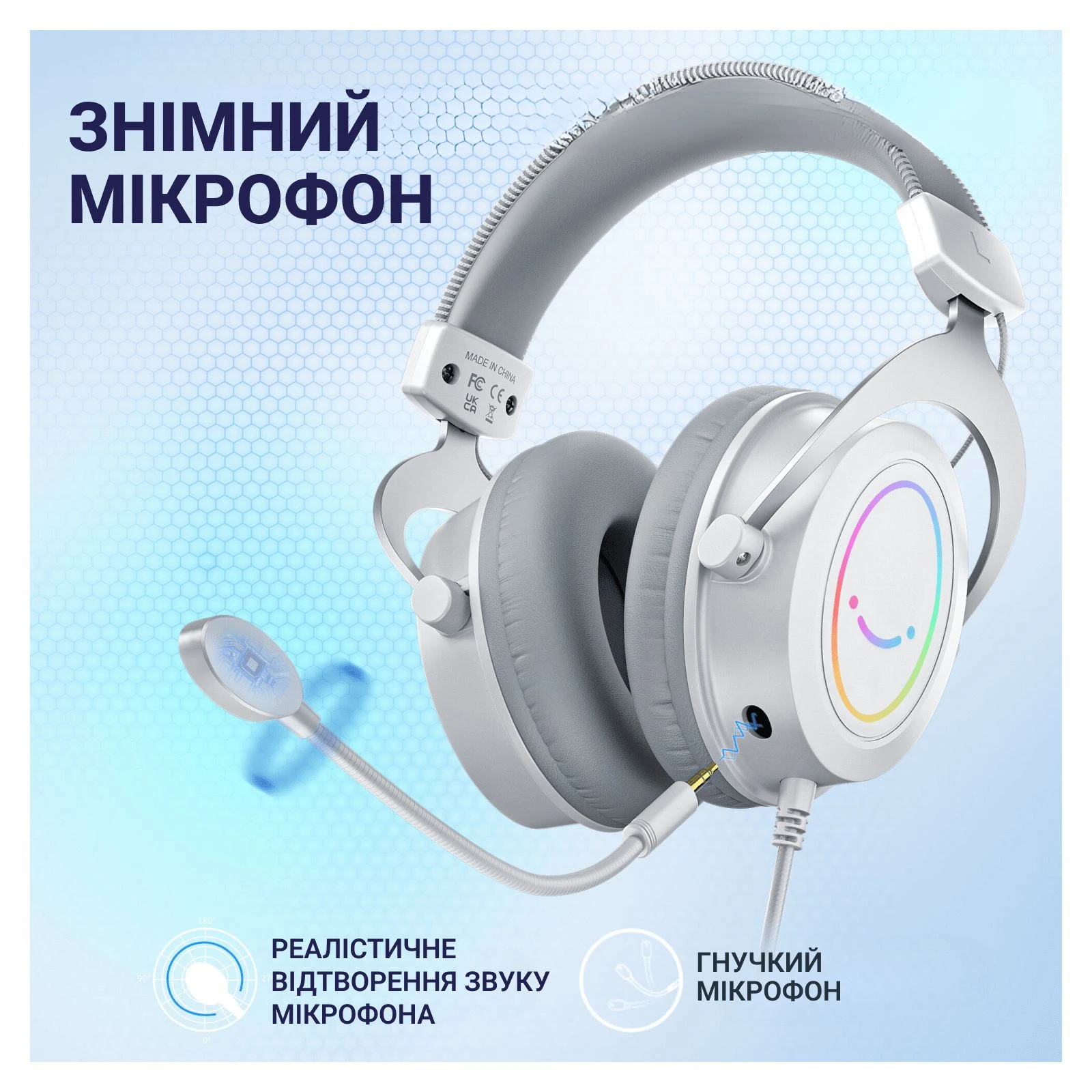 Fifine H3 RGB White (H3W) (UA) Конструкция полноразмерные