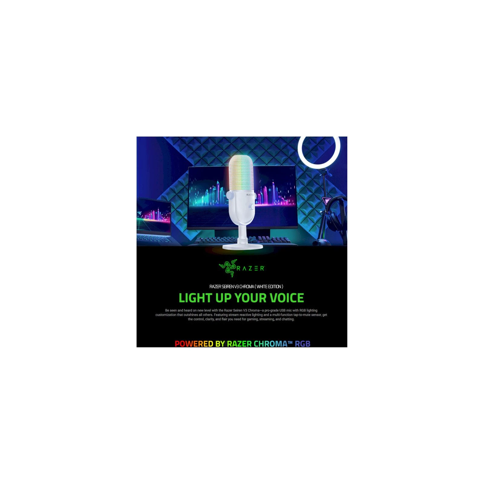 Razer Seiren V3 Chroma White (RZ19-05060200-R3M1) (UA) Призначення для комп'ютерів, для стрімінгу