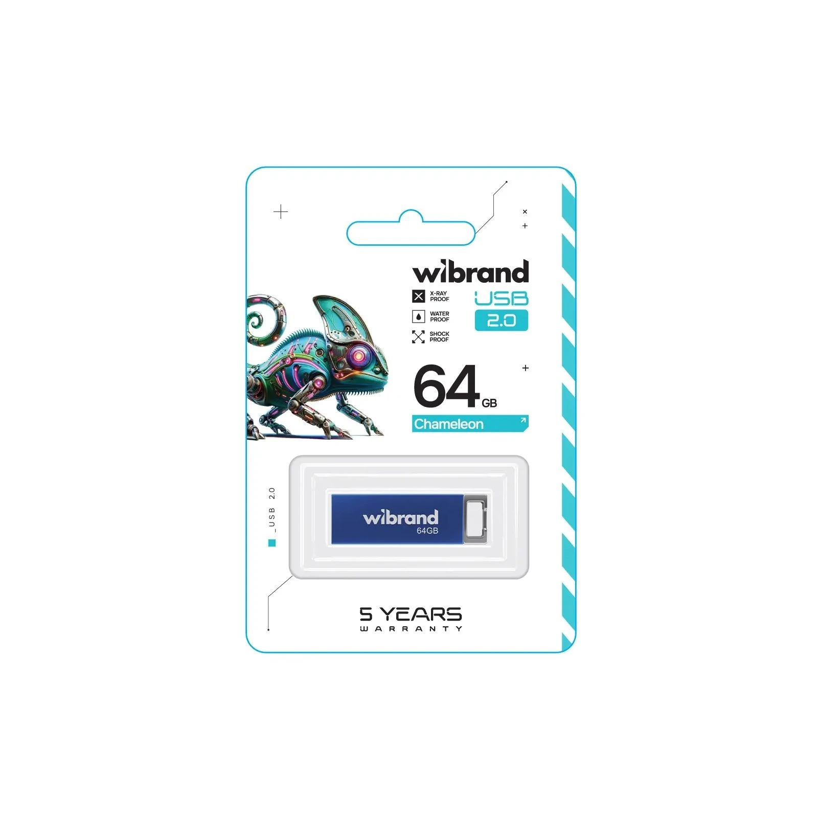 Wibrand 64GB Chameleon Blue USB 2.0 (WI2.0/CH64U6U) (UA) Тип: Класичні; Об'єм пам'яті: 64 Gb;